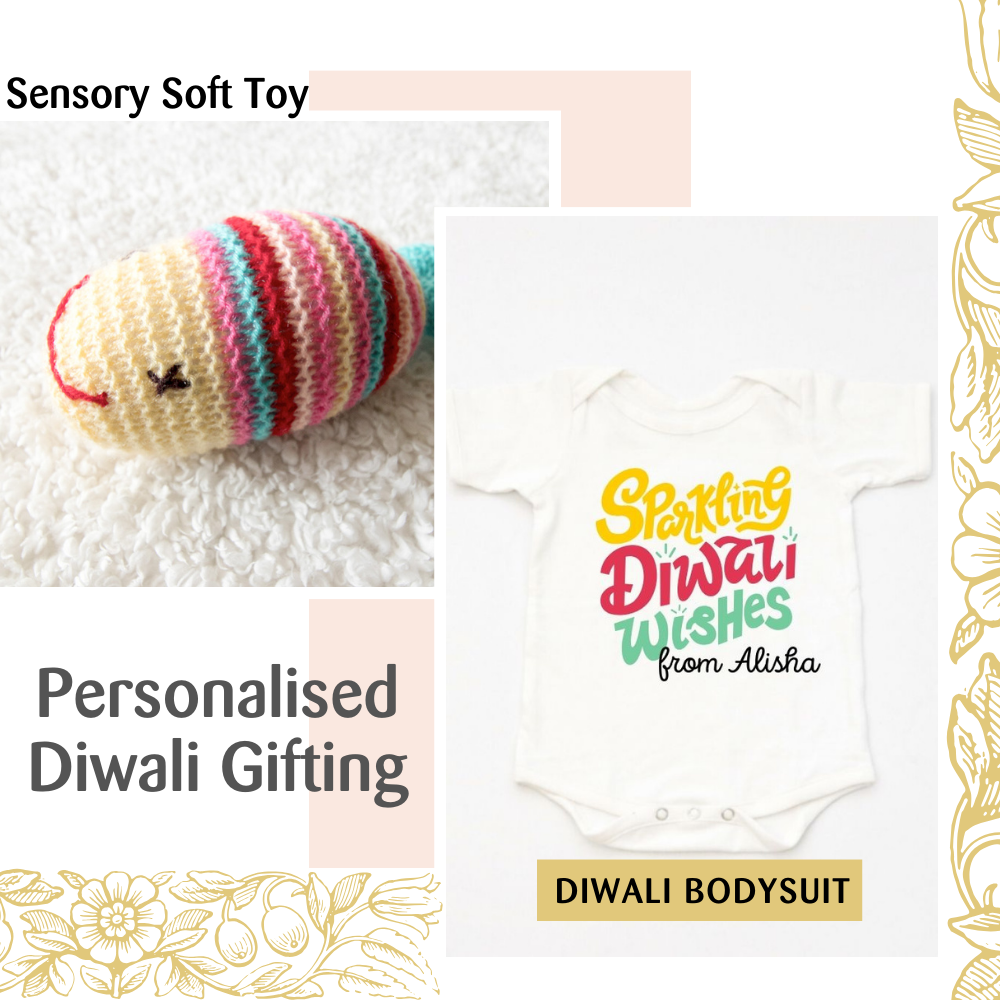 Fish Soft Toy & Diwali Bodysuit Gift Set