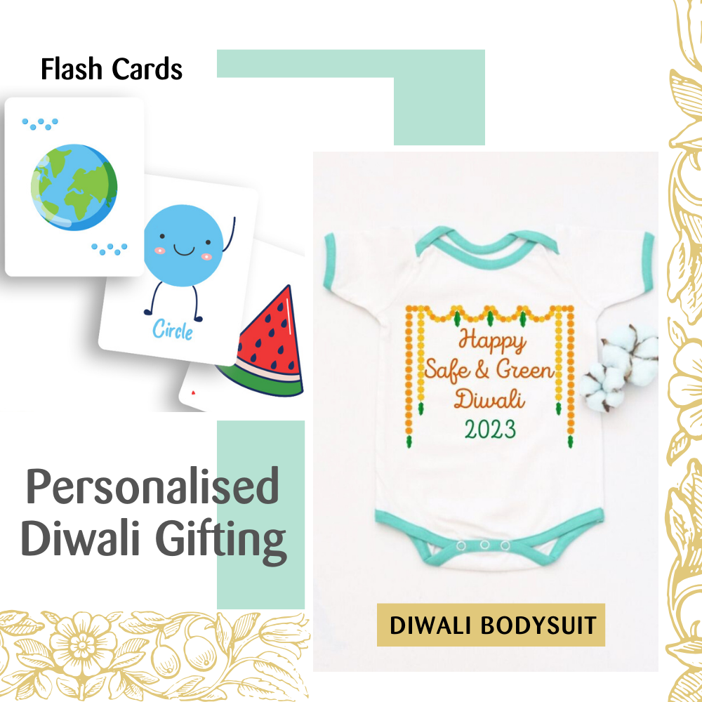 Shapes Flash Cards & Diwali Bodysuit Gift Set