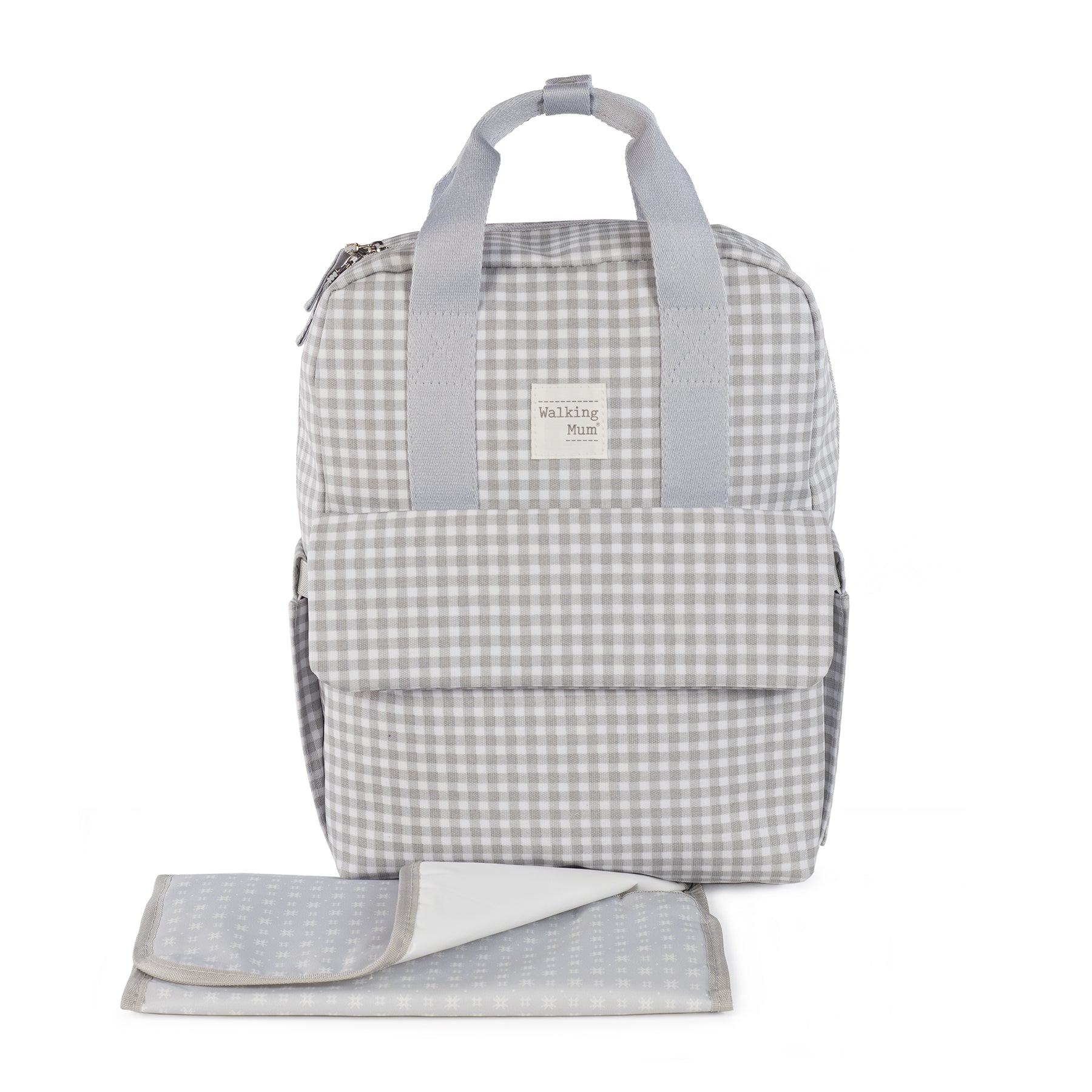 Walking Mum I Love Vichy Grey Backpack Diaper Changing Bag