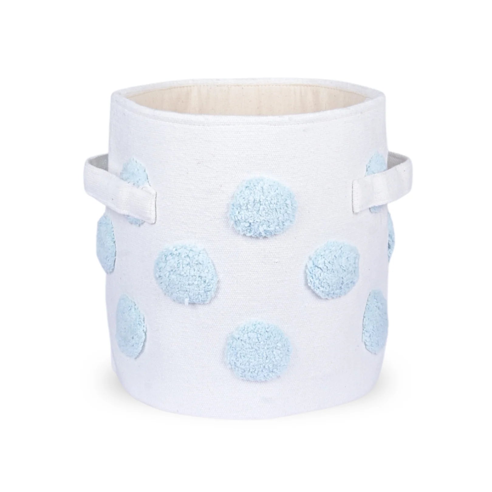 PomPom Round Blue Toy Storage Basket