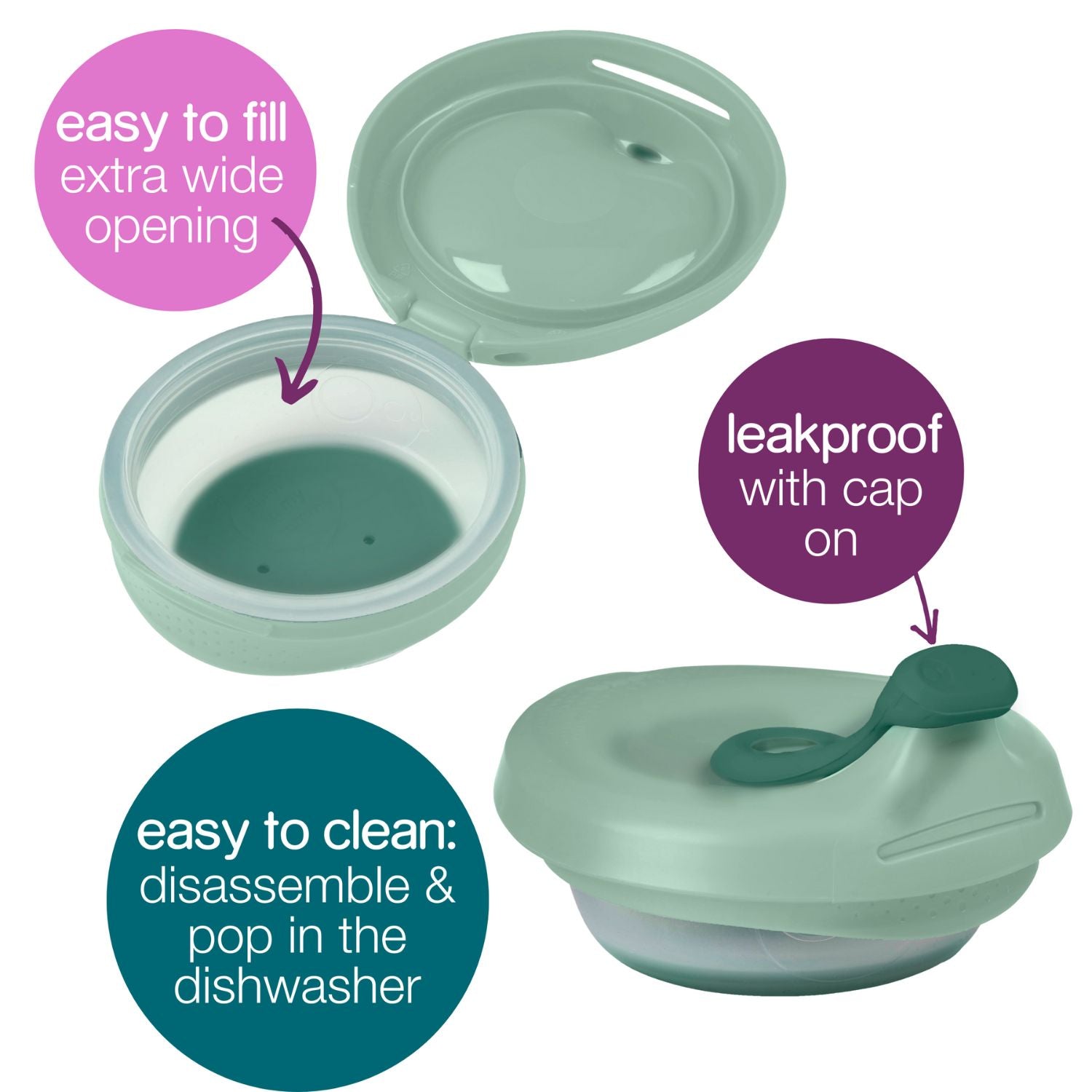 b.box Fill + Feed Silicone Feeding - Reusable & Mess-Free Baby Food Container  110ml  -  Sage Green