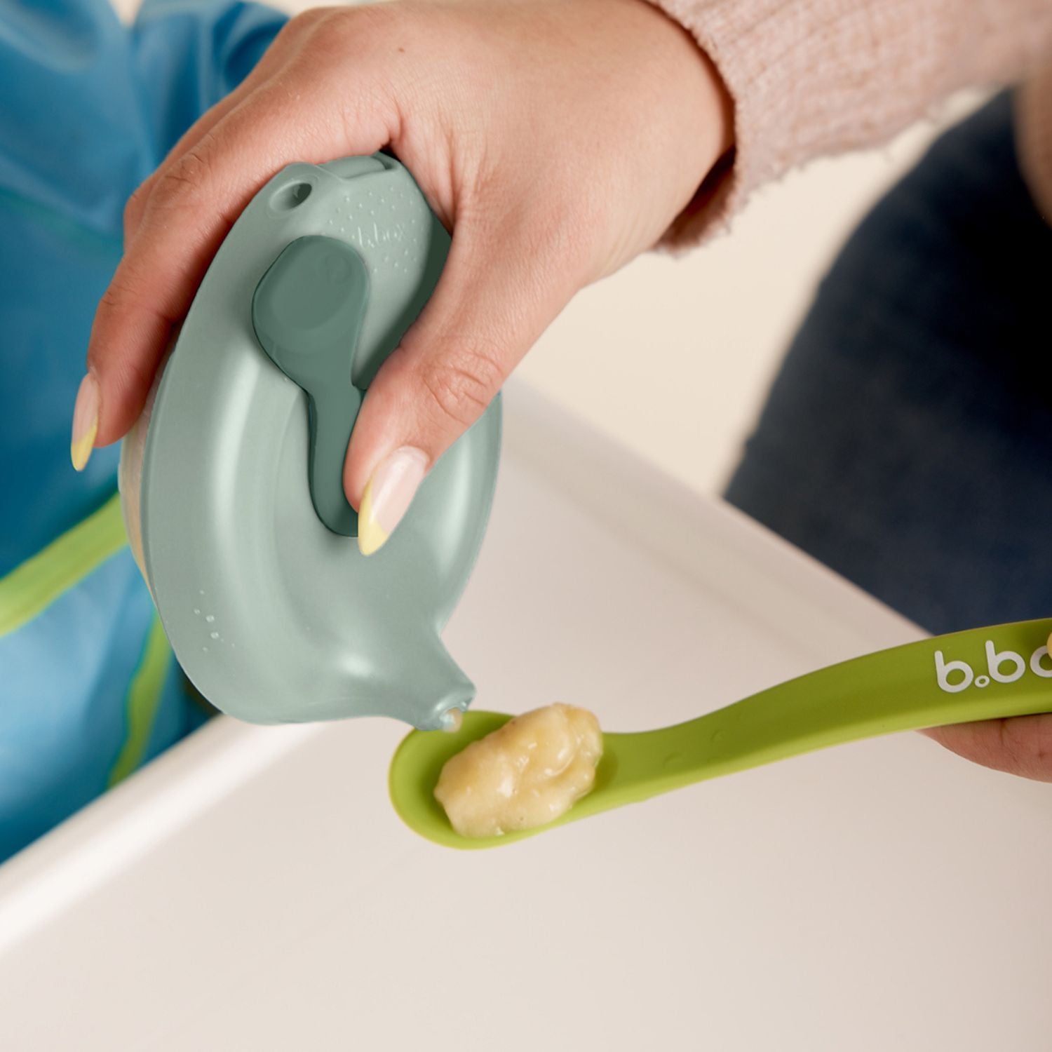 b.box Fill + Feed Silicone Feeding - Reusable & Mess-Free Baby Food Container  110ml  -  Sage Green