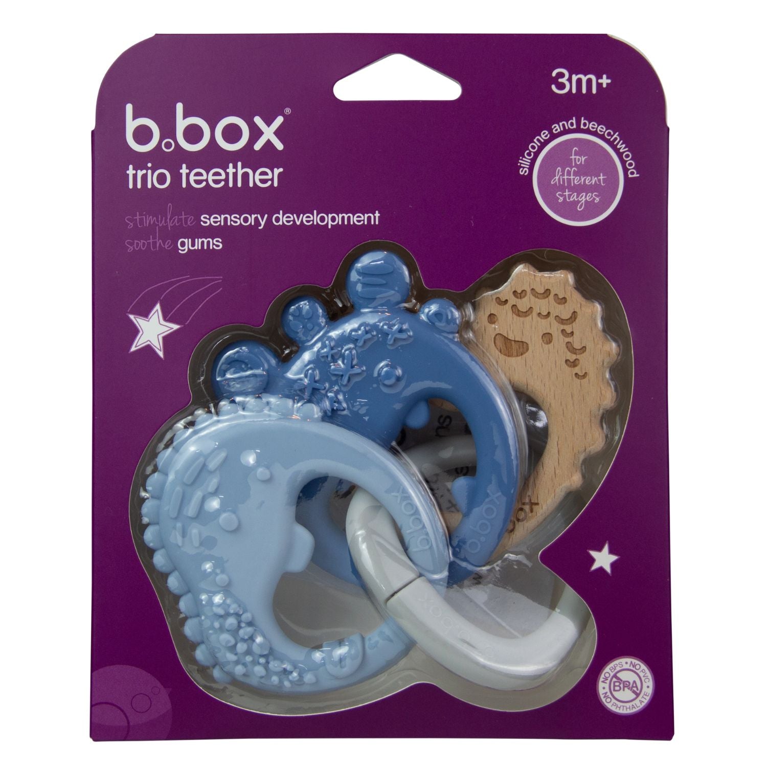 b.box Trio Teether Lullaby Blue