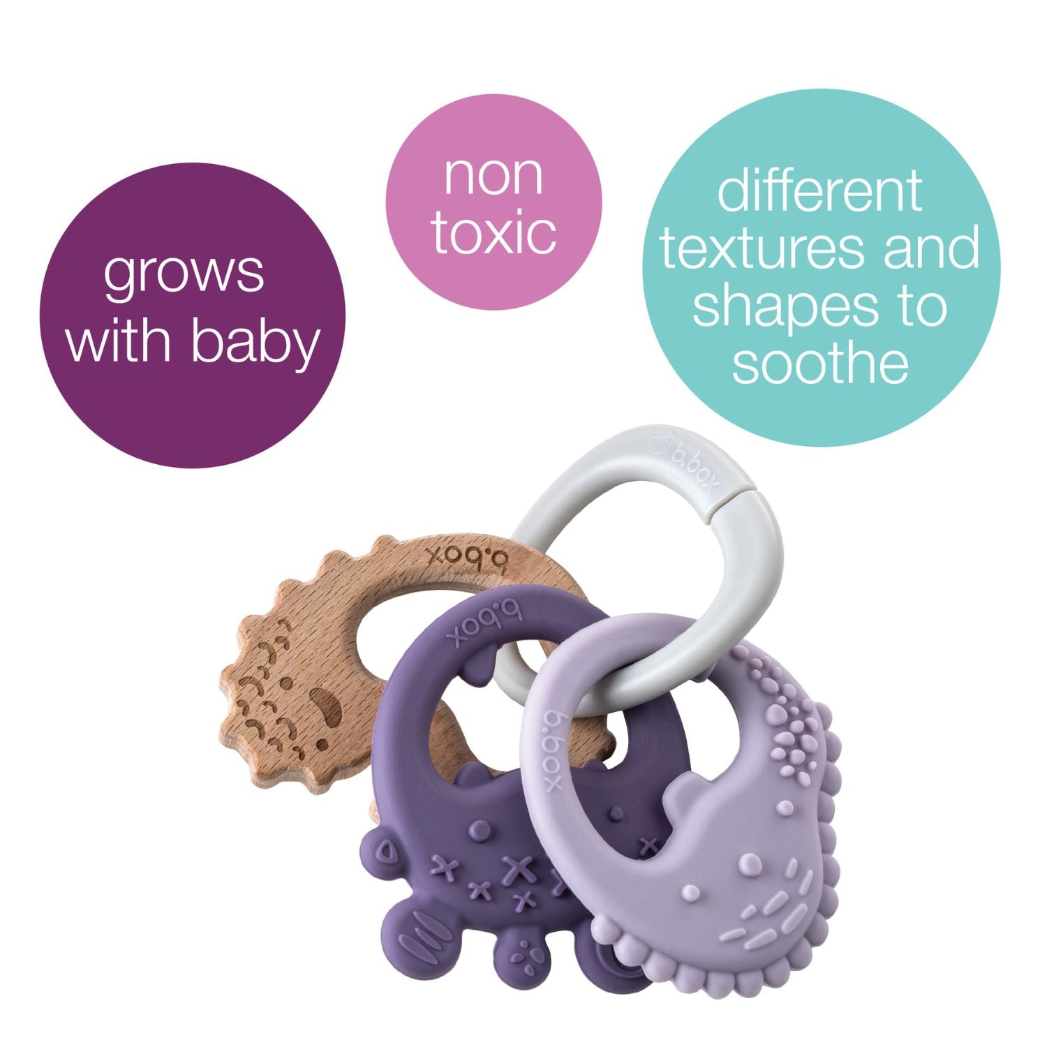 b.box Trio Teether Peony Purple