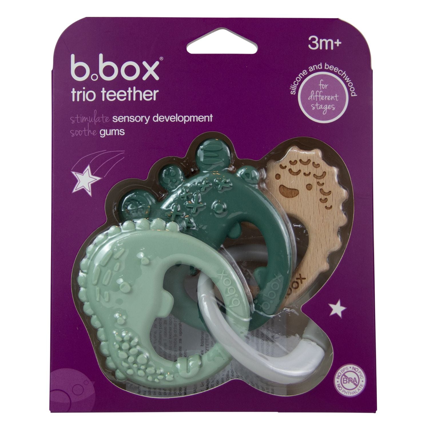 b.box Trio Teether Sage Green