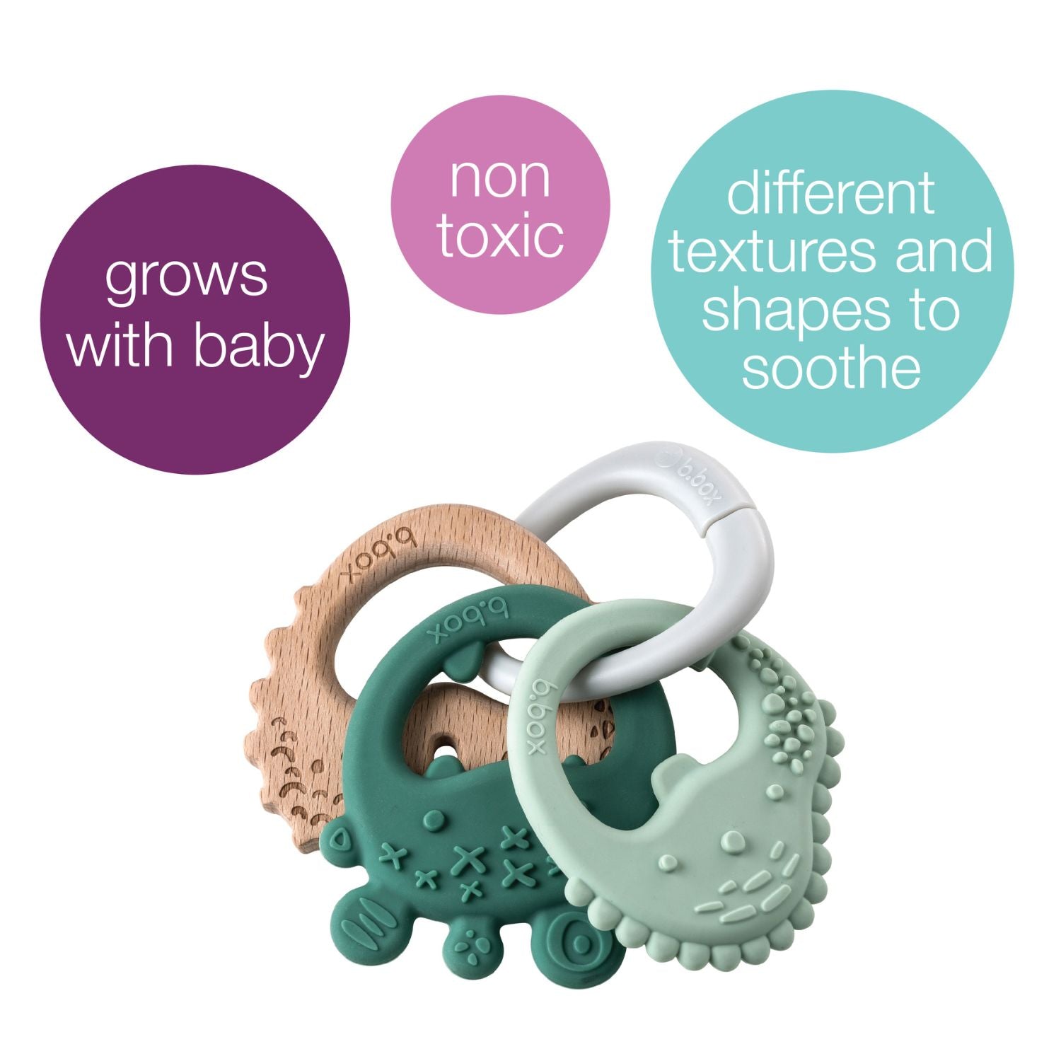 b.box Trio Teether Sage Green