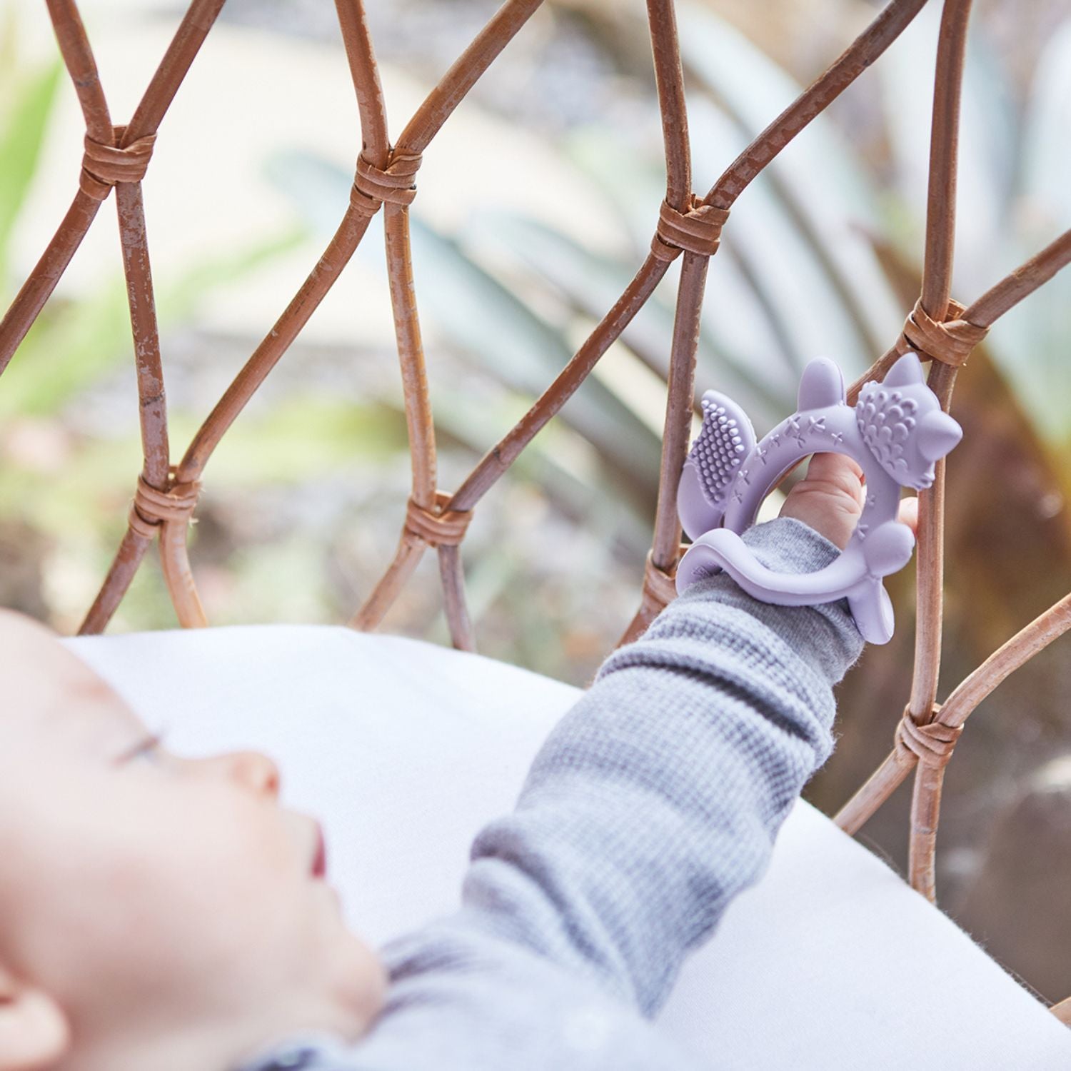 b.box Silicone Wrist Teether Fox Blush Pink