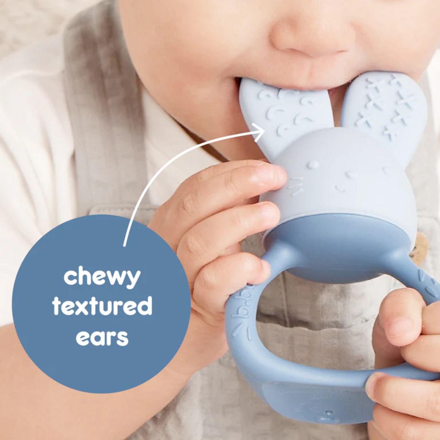 b.box Chill + Fill Bunny Teether Lullaby Blue