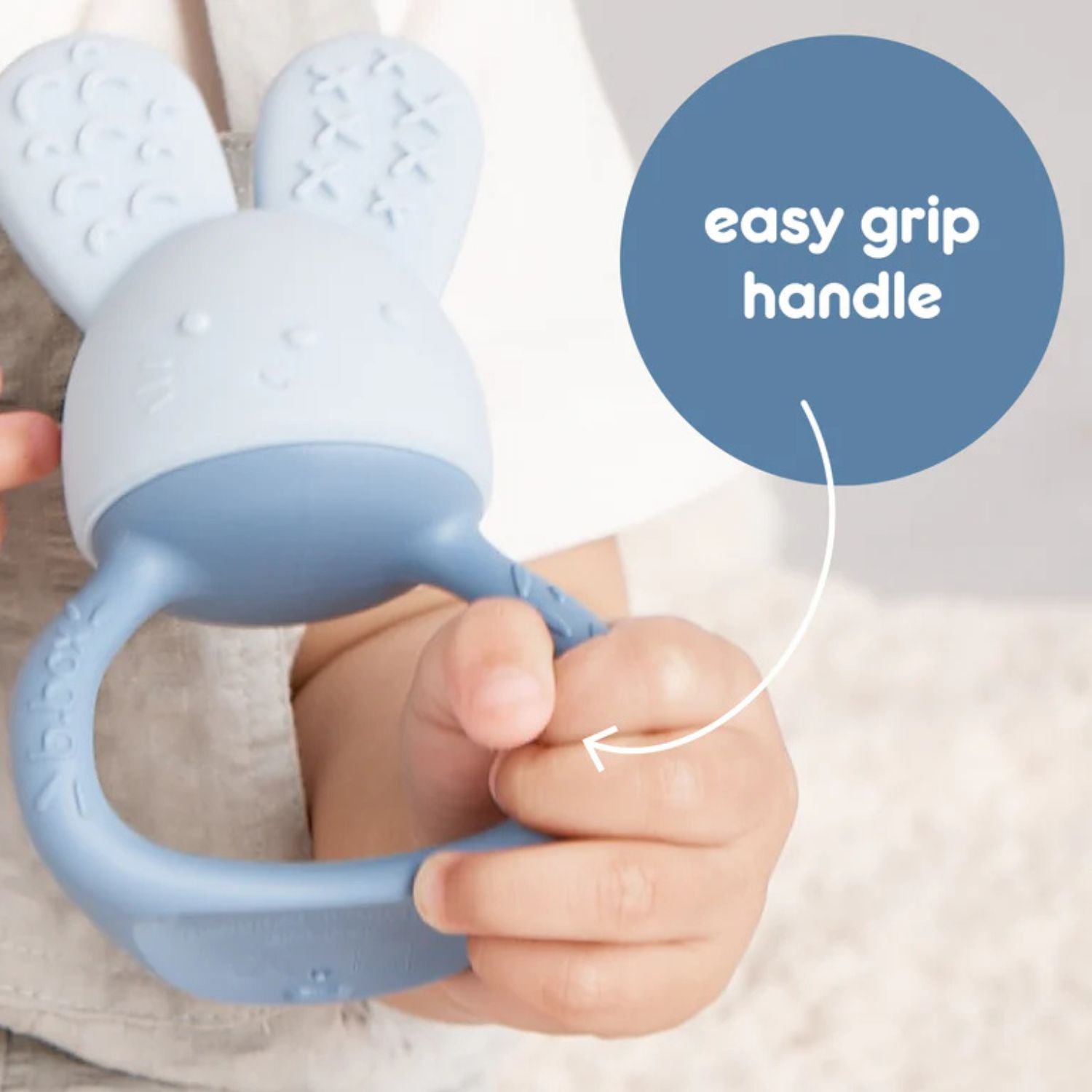 b.box Chill + Fill Bunny Teether Lullaby Blue