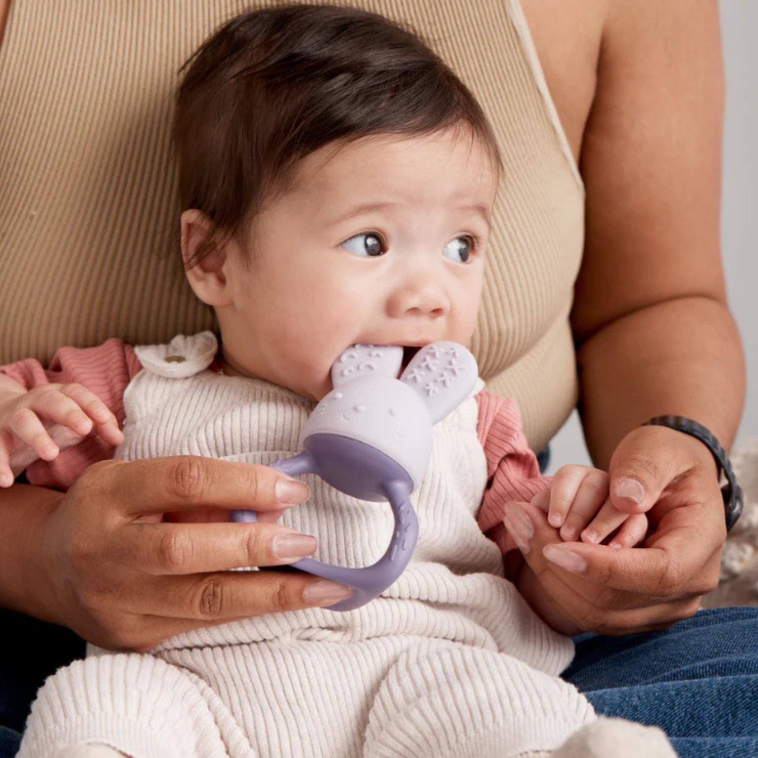 b.box Chill + Fill Bunny Teether Peony Purple