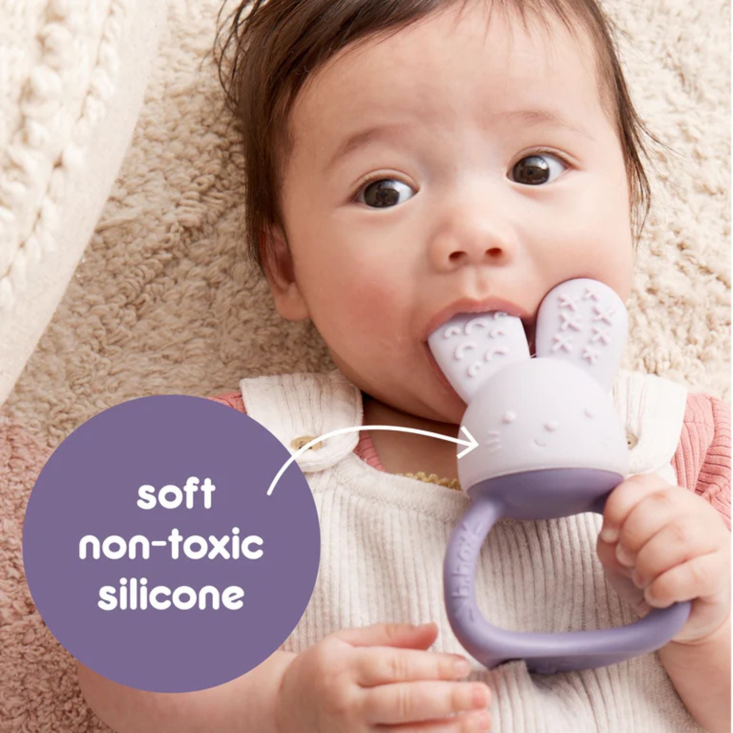 b.box Chill + Fill Bunny Teether Peony Purple