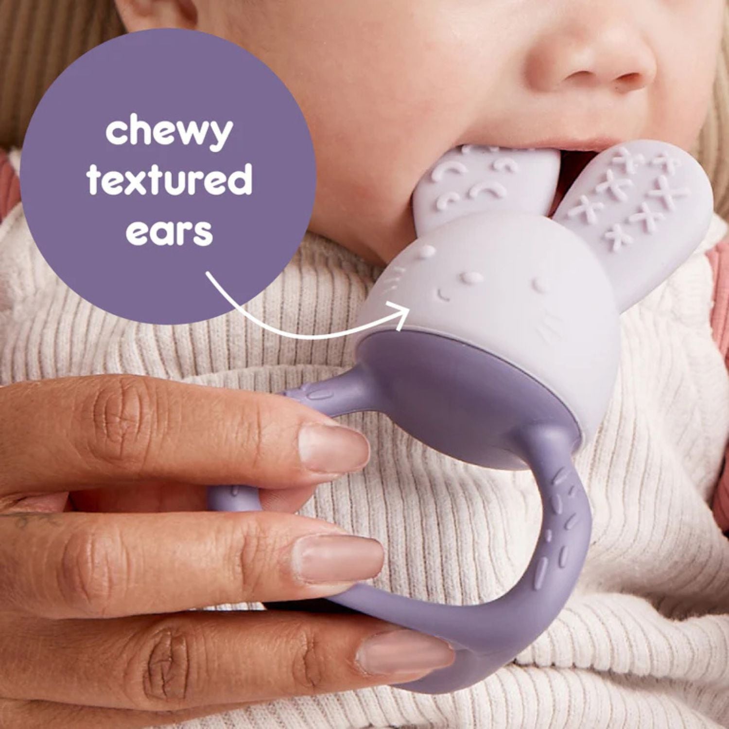 b.box Chill + Fill Bunny Teether Peony Purple