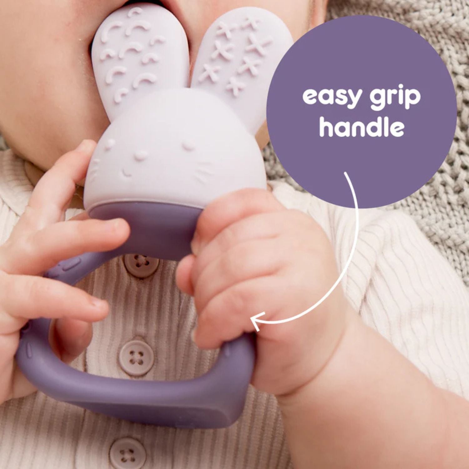 b.box Chill + Fill Bunny Teether Peony Purple