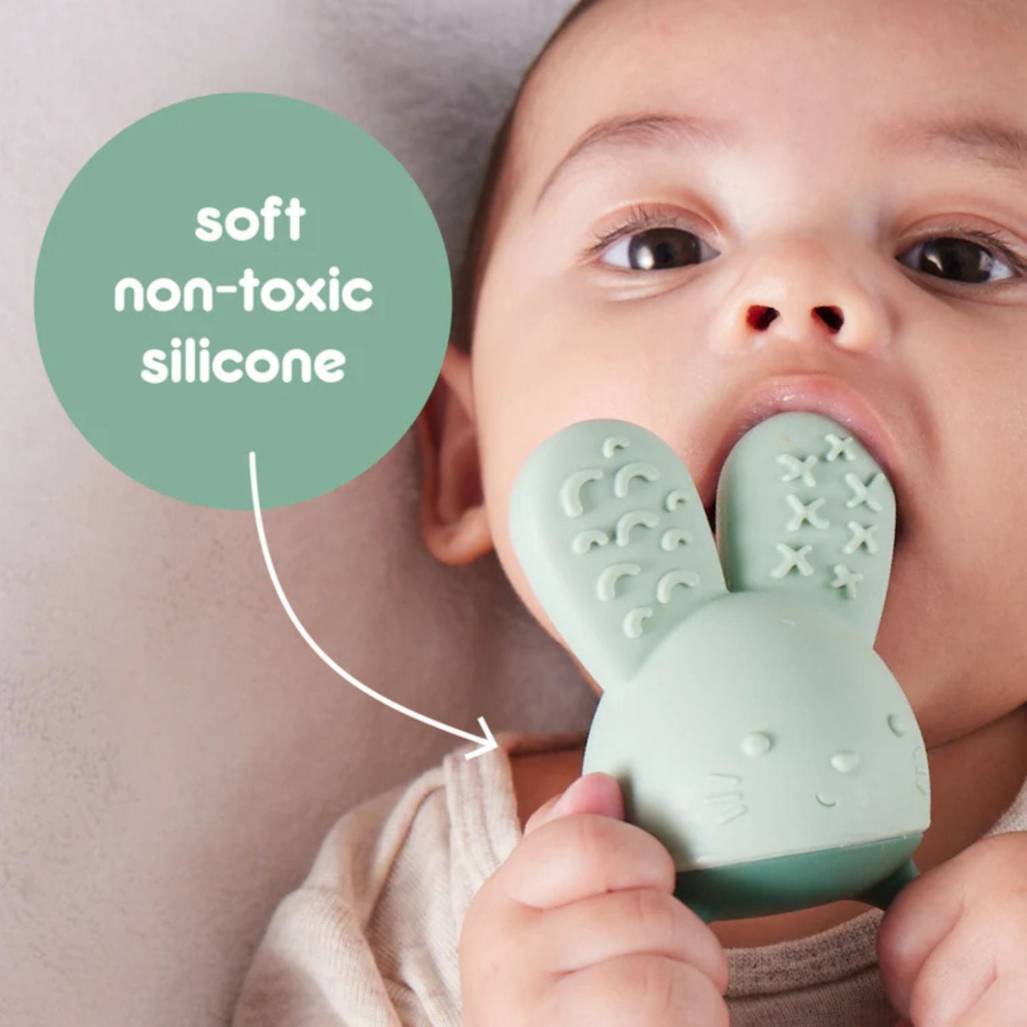 b.box Chill + Fill Bunny Teether Sage Green