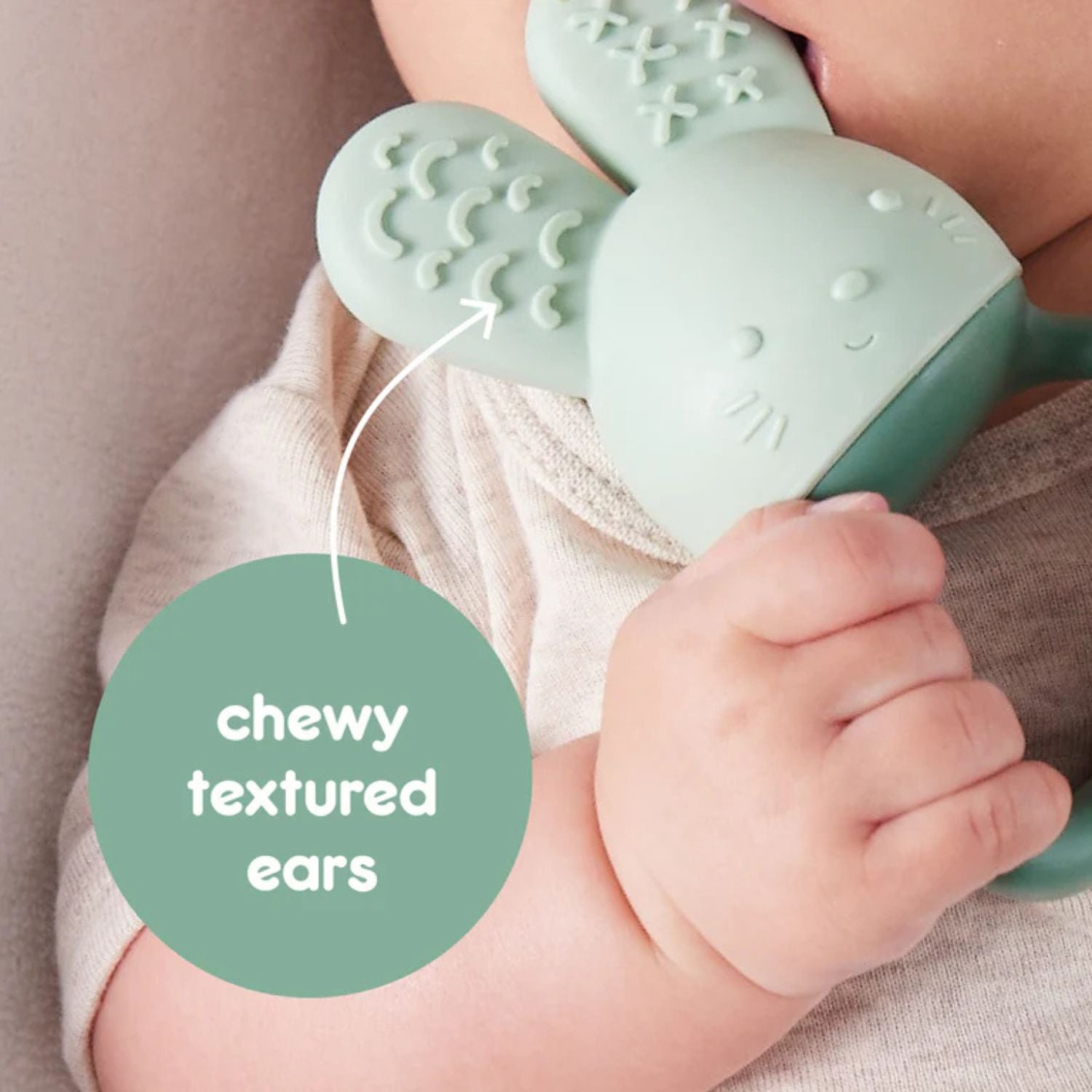 b.box Chill + Fill Bunny Teether Sage Green