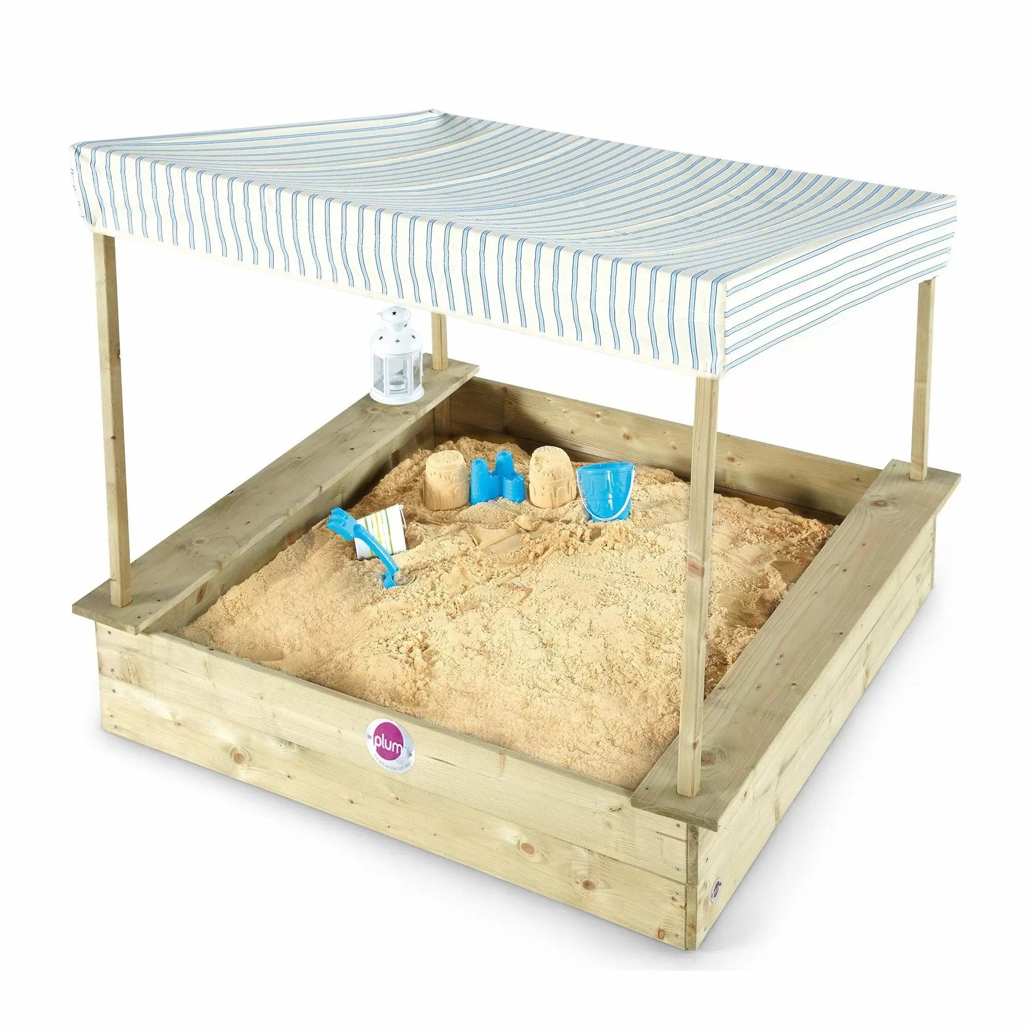 Plum Wooden Sandpit With Canopy - Natural