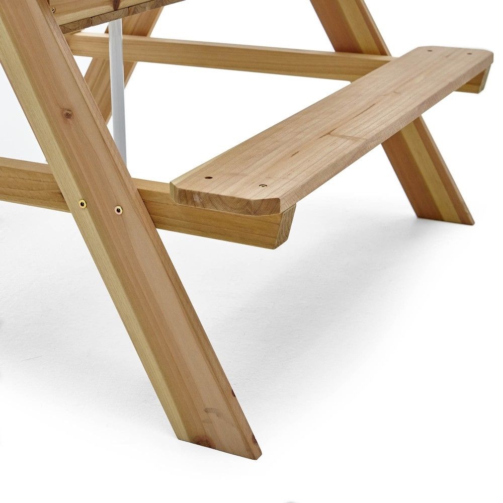 Plum Rectangular Picnic Table With Parasol (Natural)