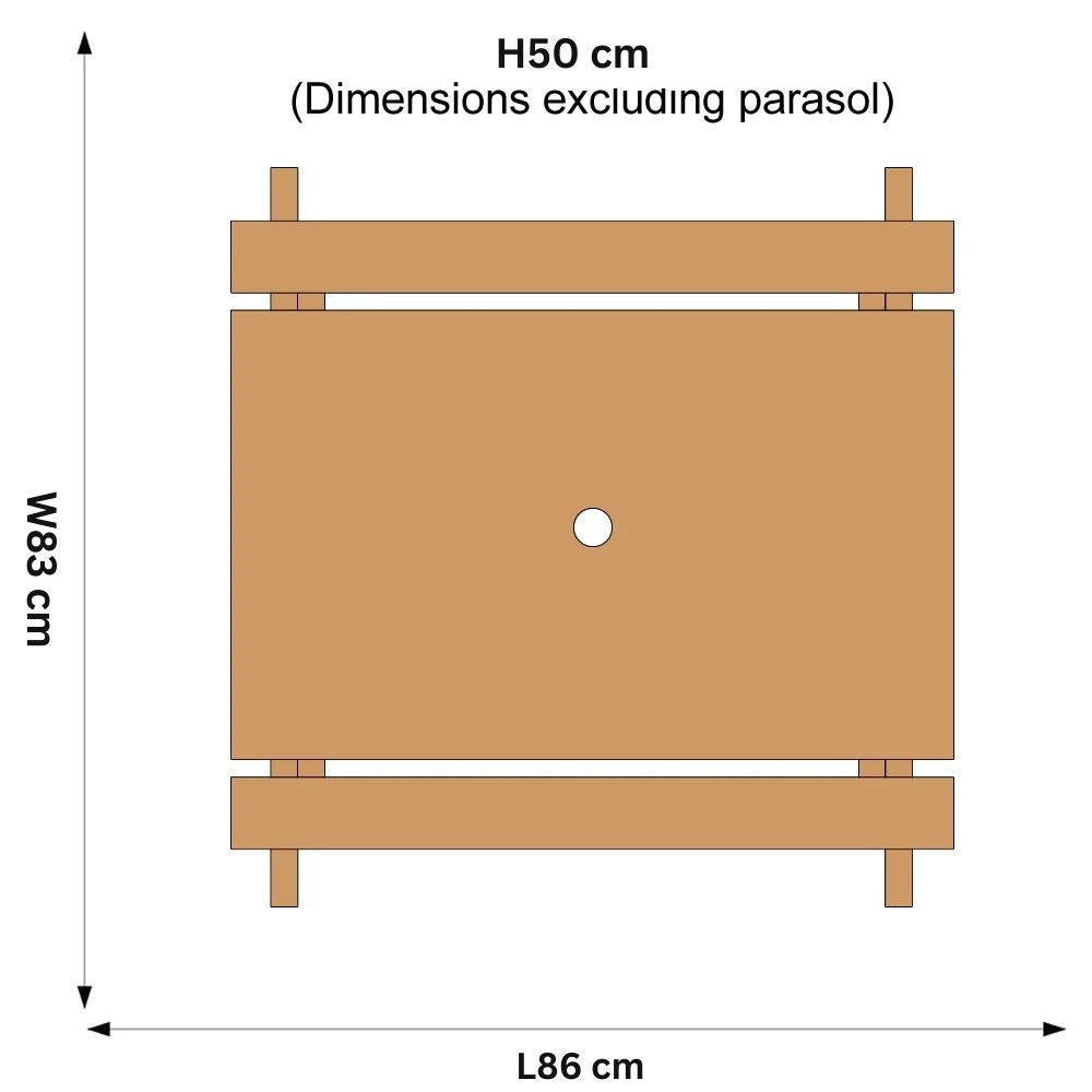 Plum Rectangular Picnic Table With Parasol (Natural)