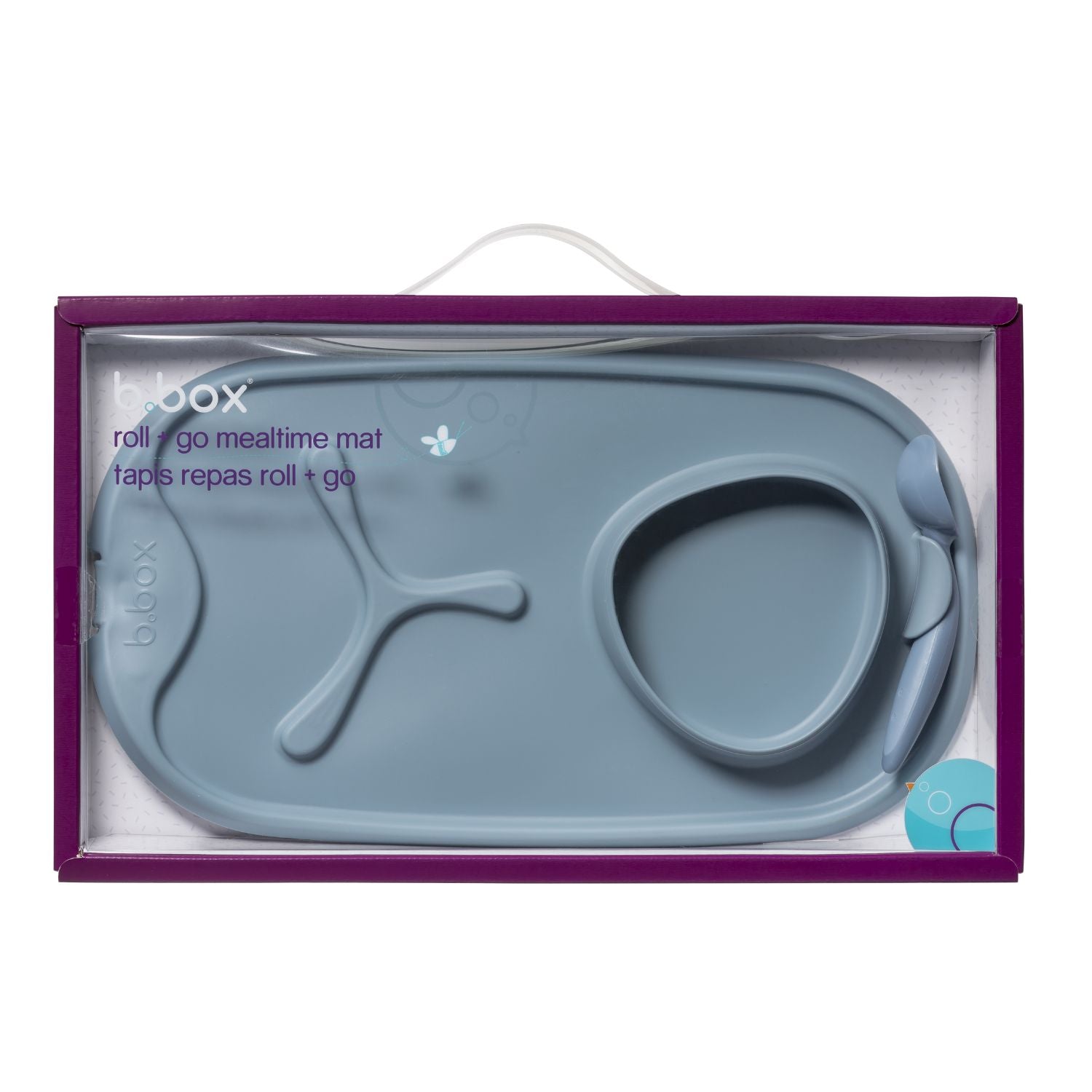 b.box Roll & Go Mealtime Silicone Mat with Spoon Ocean Blue