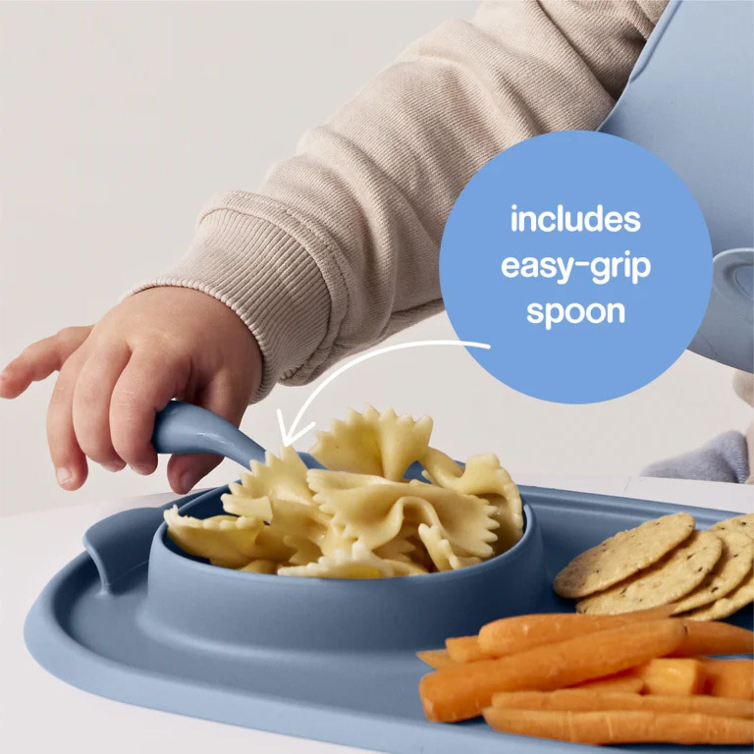 b.box Roll & Go Mealtime Silicone Mat with Spoon Ocean Blue