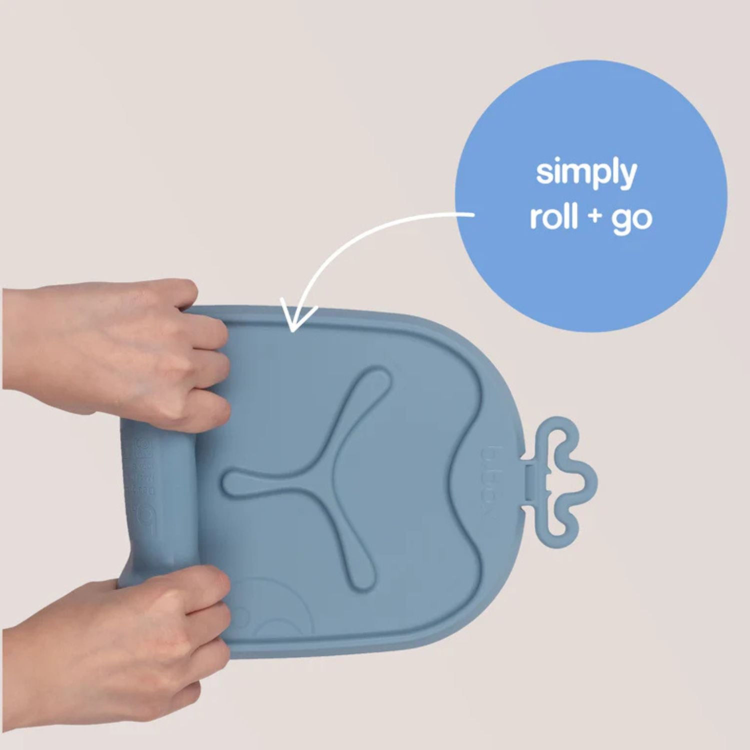 b.box Roll & Go Mealtime Silicone Mat with Spoon Ocean Blue