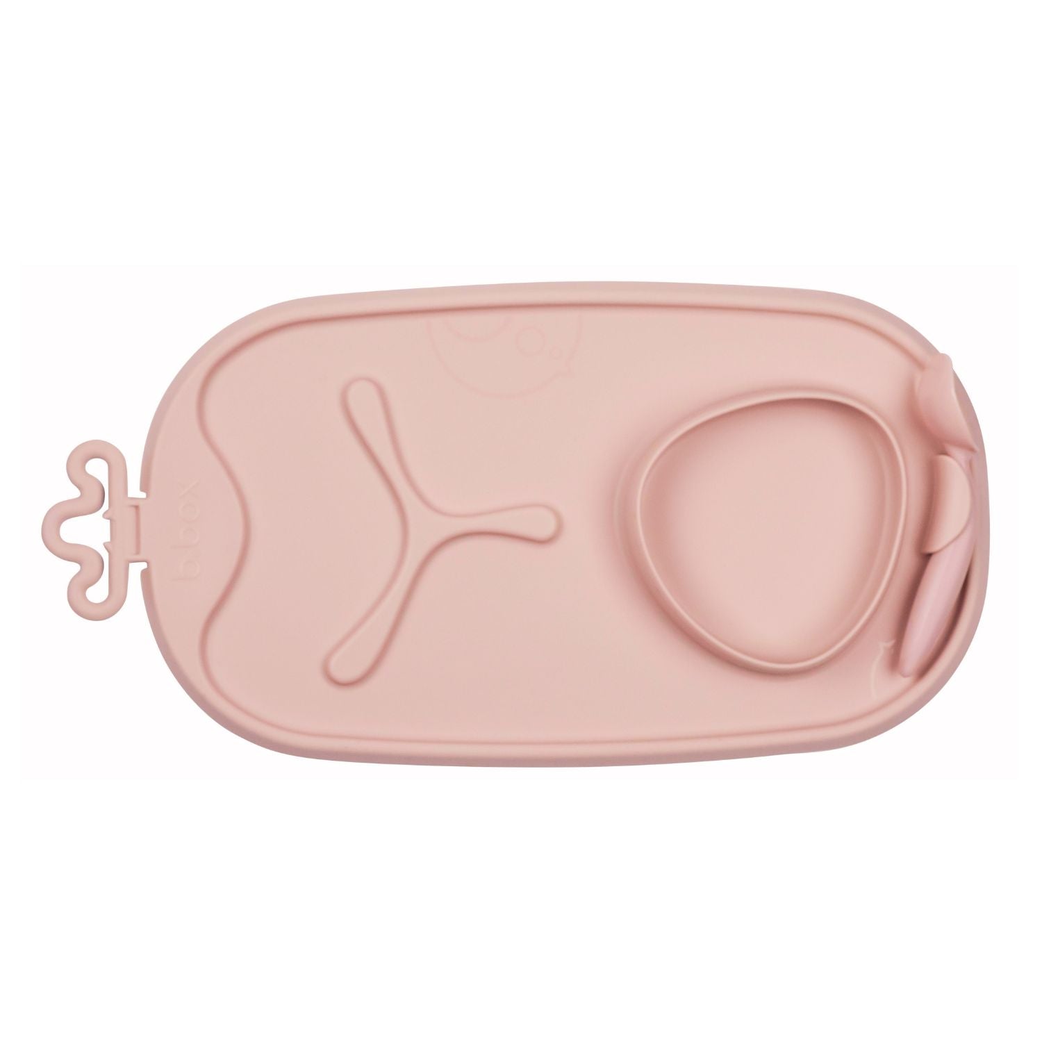 b.box Roll & Go Mealtime Silicone Mat with Spoon Blush Pink