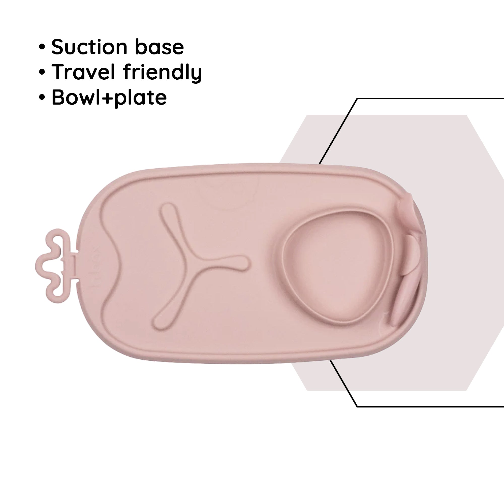 b.box Roll & Go Mealtime Silicone Mat with Spoon Blush Pink