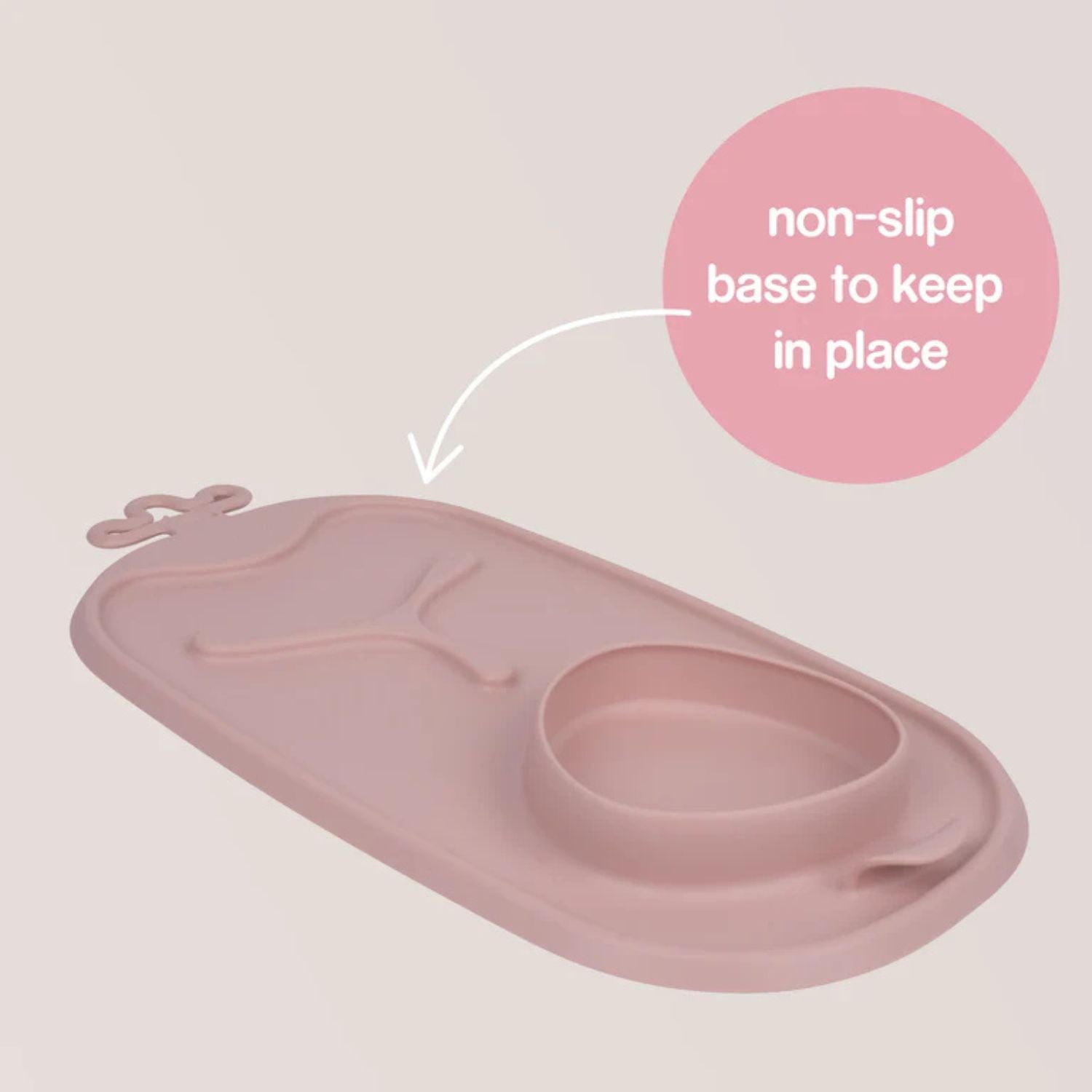 b.box Roll & Go Mealtime Silicone Mat with Spoon Blush Pink