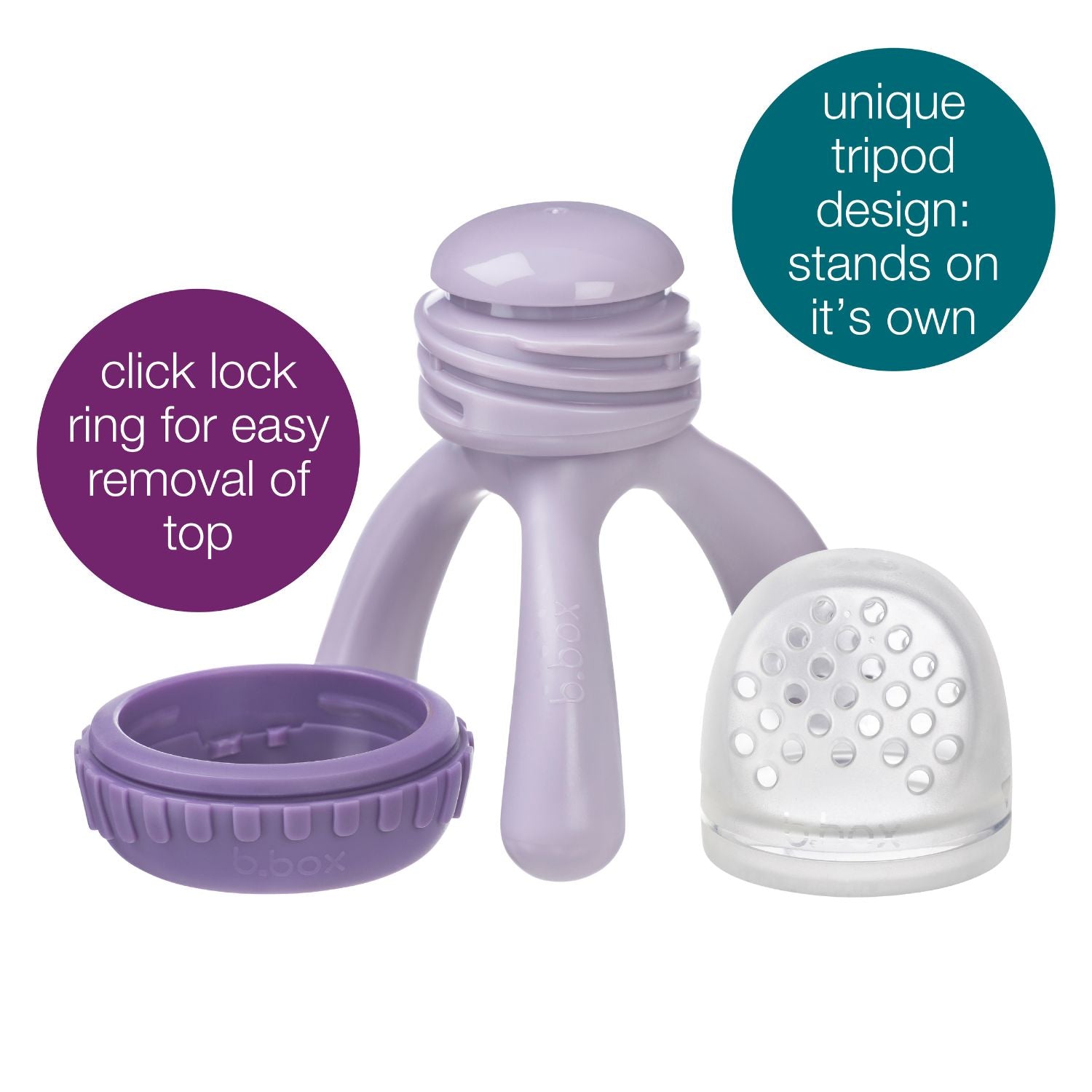 b.box Silicone Fresh Food Feeder Peony Purple