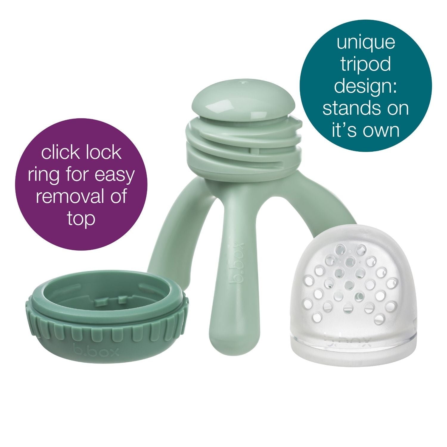 b.box Silicone Fresh Food Feeder Sage Green