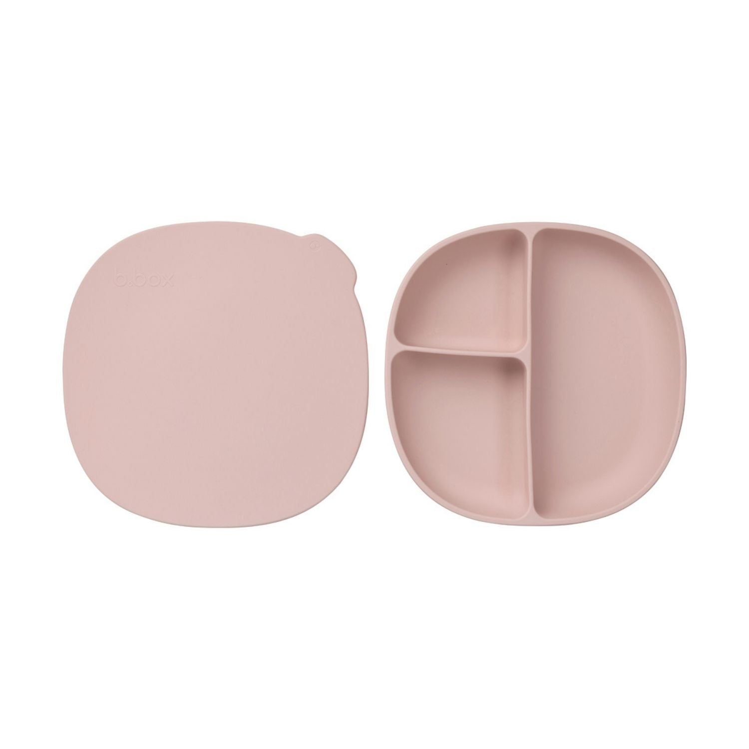 b.box Silicone Plate + Lid with Suction Base Blush Pink