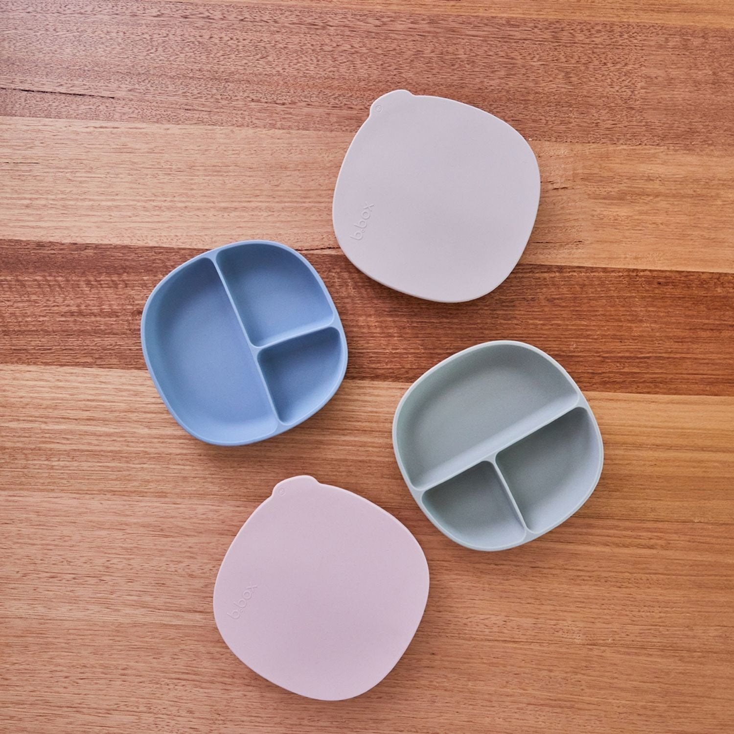 b.box Silicone Plate + Lid with Suction Base Blush Pink