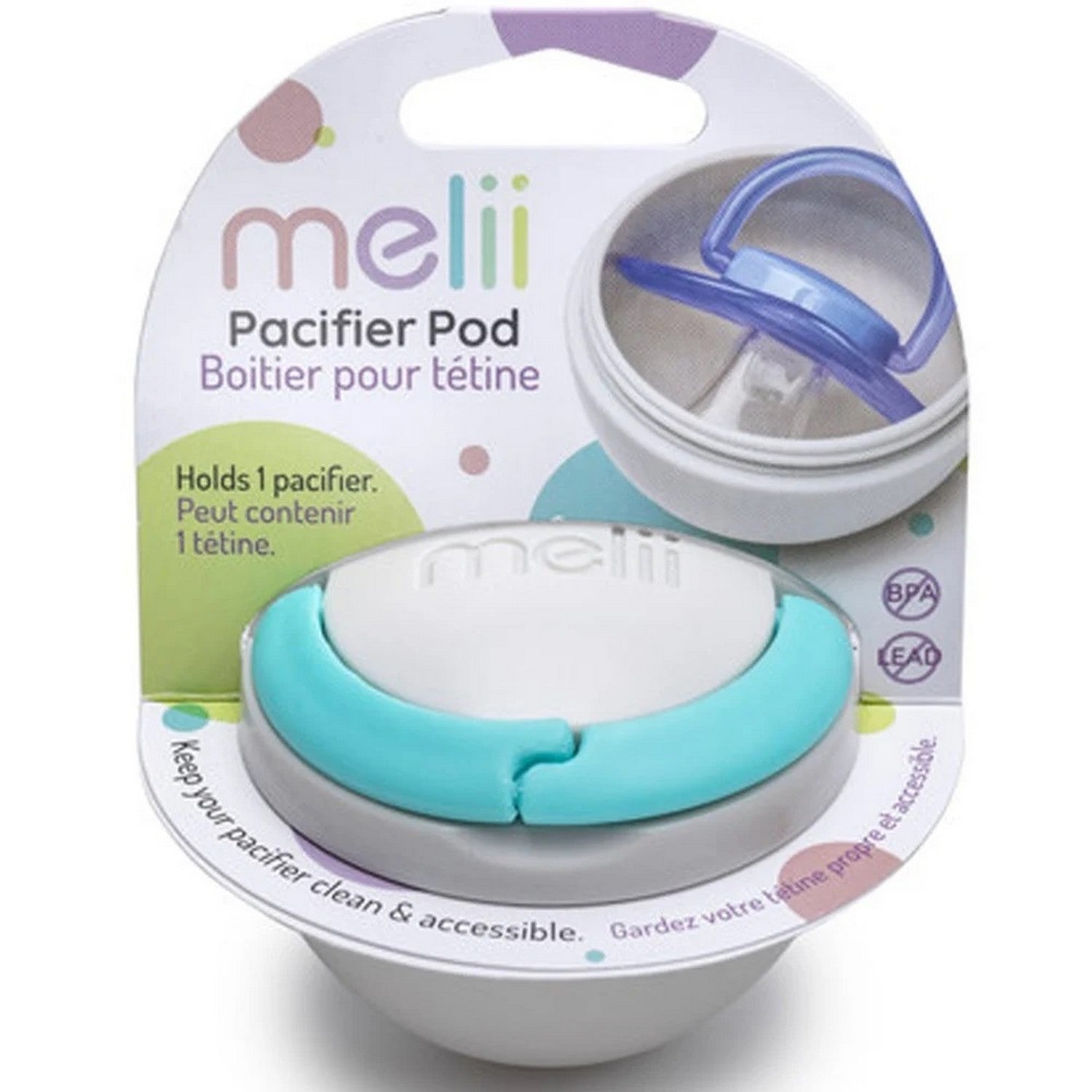 Melii Pacifier Pod - 1 pack Grey & blue