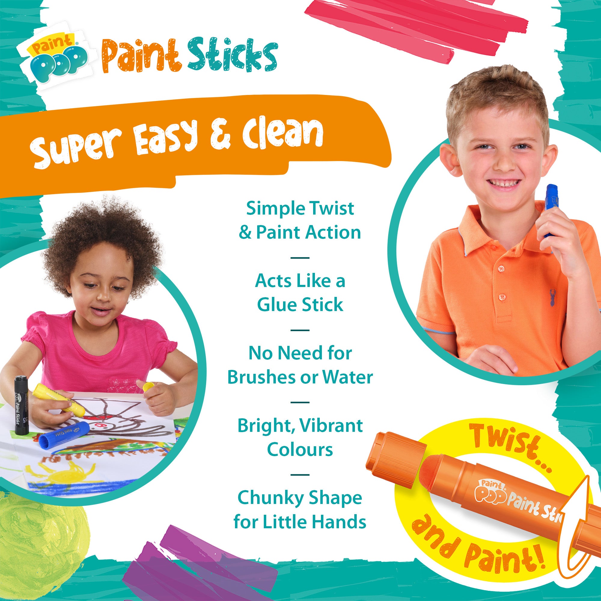 Paint Pop Classic 12 Pack Quick Dry Paint Sticks