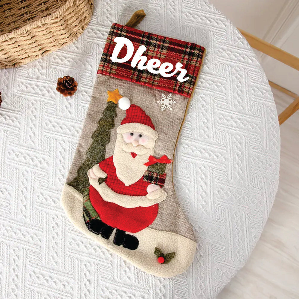 Checkered Cheer Stocking (Santa)