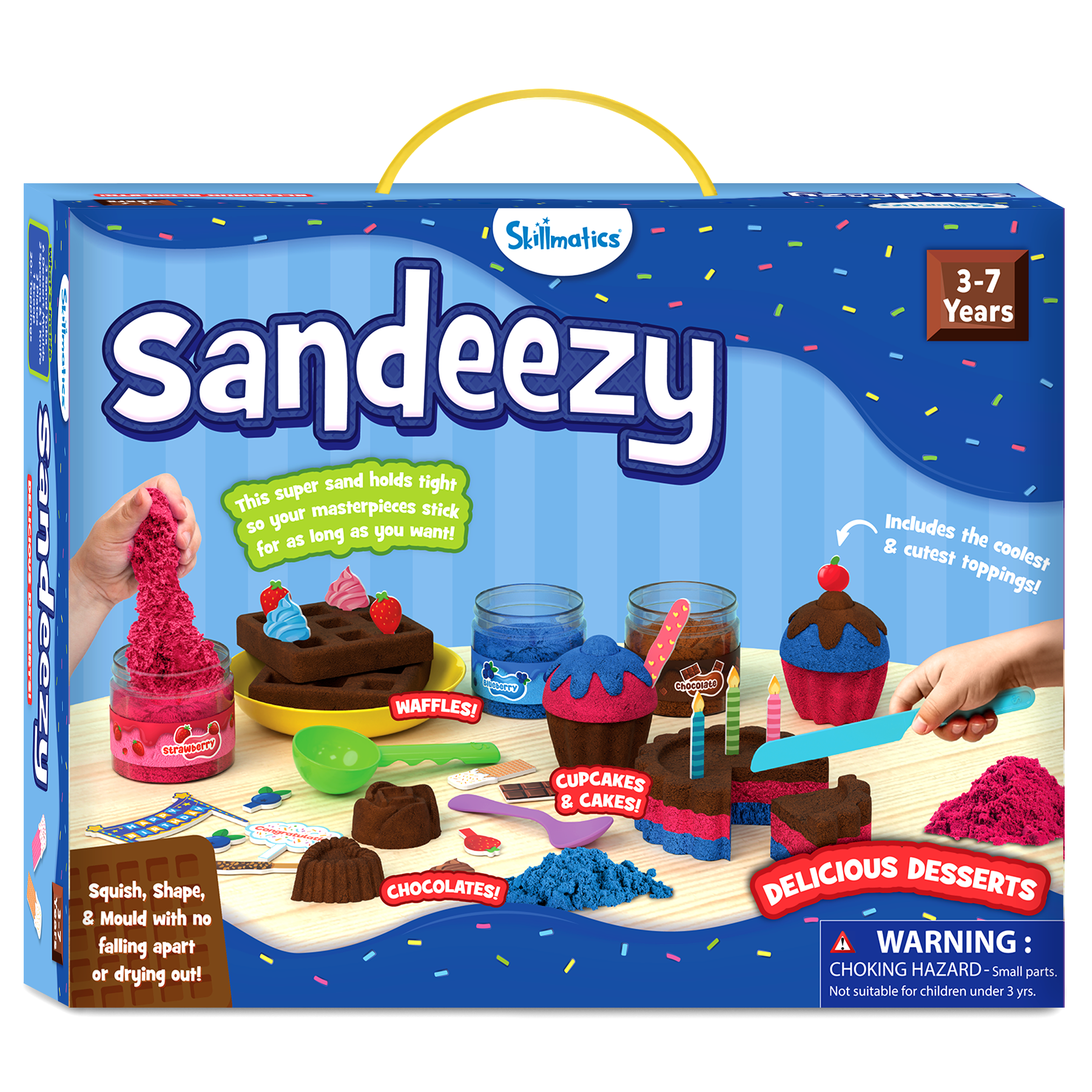 Skillmatics Sand Desserts Set - Sensory Toy & Pretend Dessert Shop Play Kit for Kids, Creative Sand Art Activity with Moulds, Plates & Toppings, Gifts for Boys & Girls Ages 3, 4, 5, 6, 7