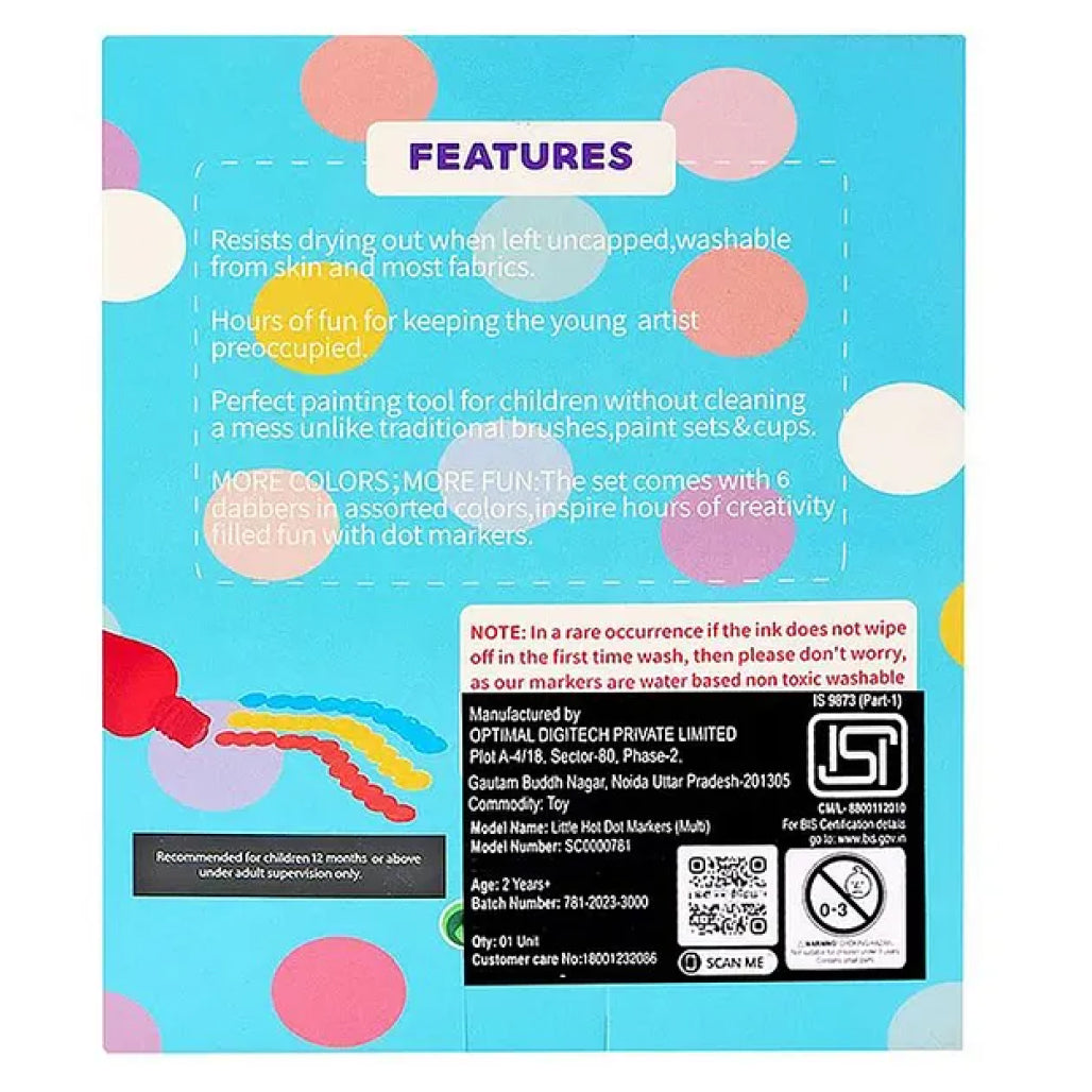 Little Fingers Hot Dot Markers(Pack Of 6)