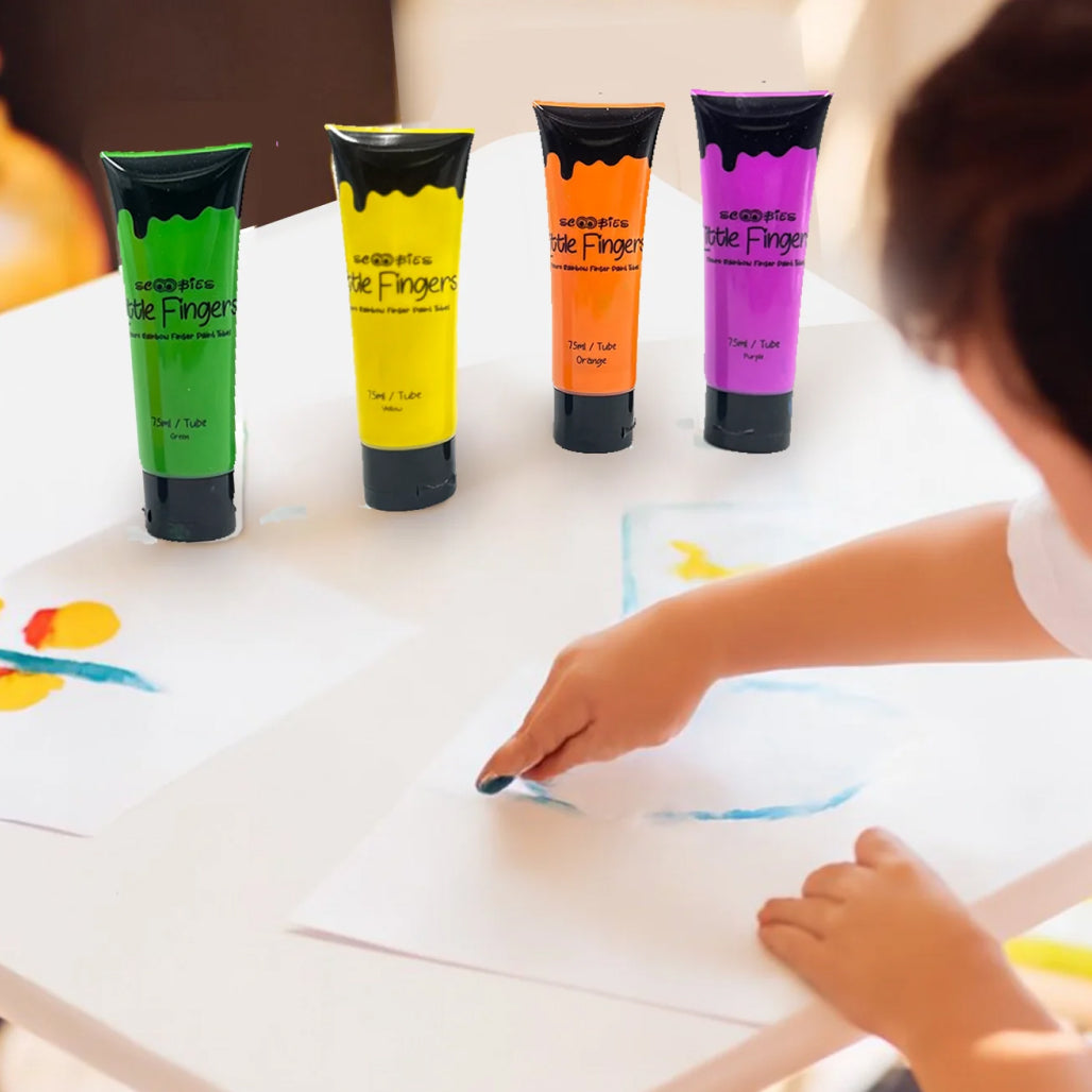 Little Fingers Flouro Rainbow Finger Paint Tubes(Set Of 6)