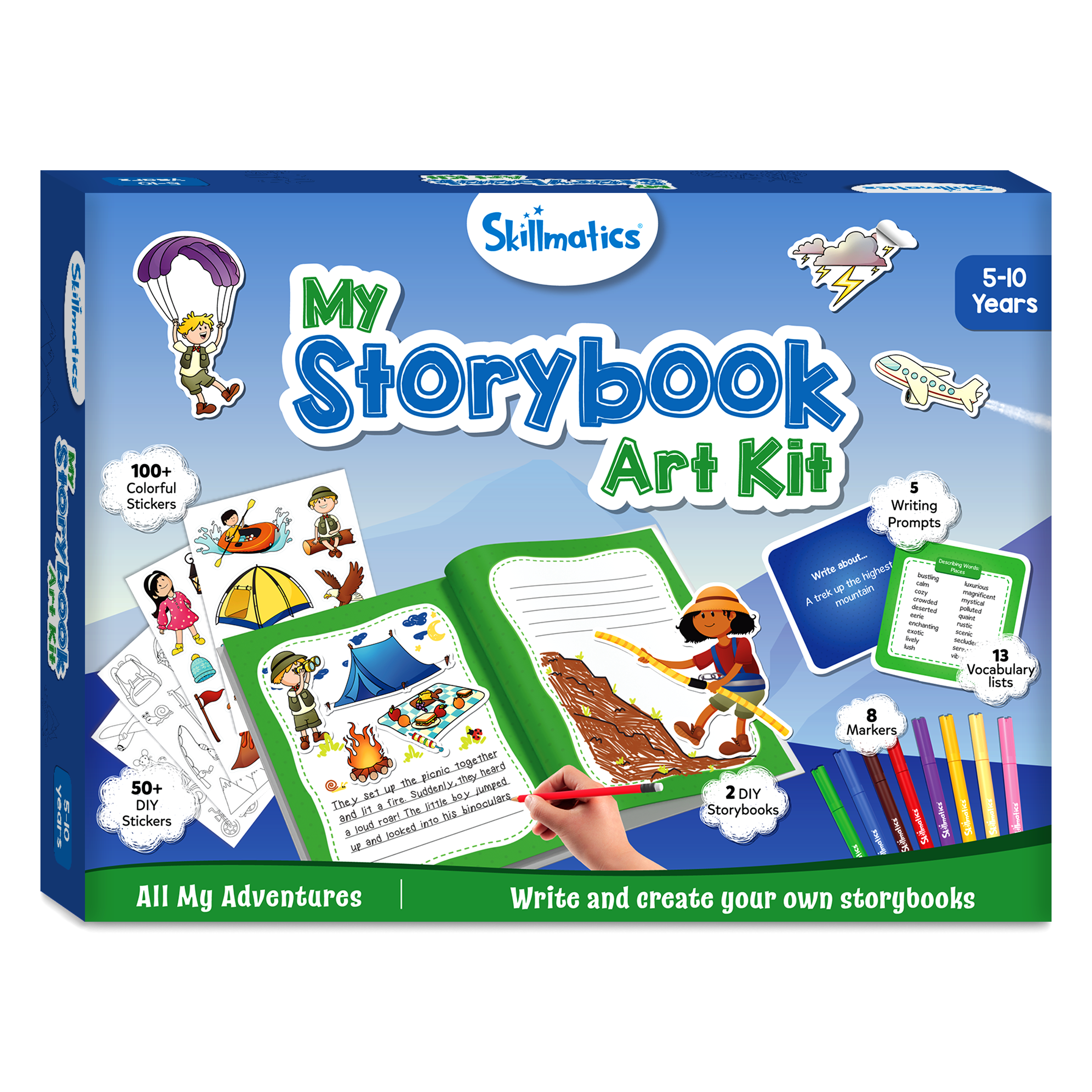 Skillmatics Storybook Art Kit - All My Adventures Art Kit for Kids, Write & Create Storybooks, Creative Activity for Boys & Girls, DIY Kit, 150+ Stickers, Gifts for Ages 5, 6, 7, 8, 9, 10