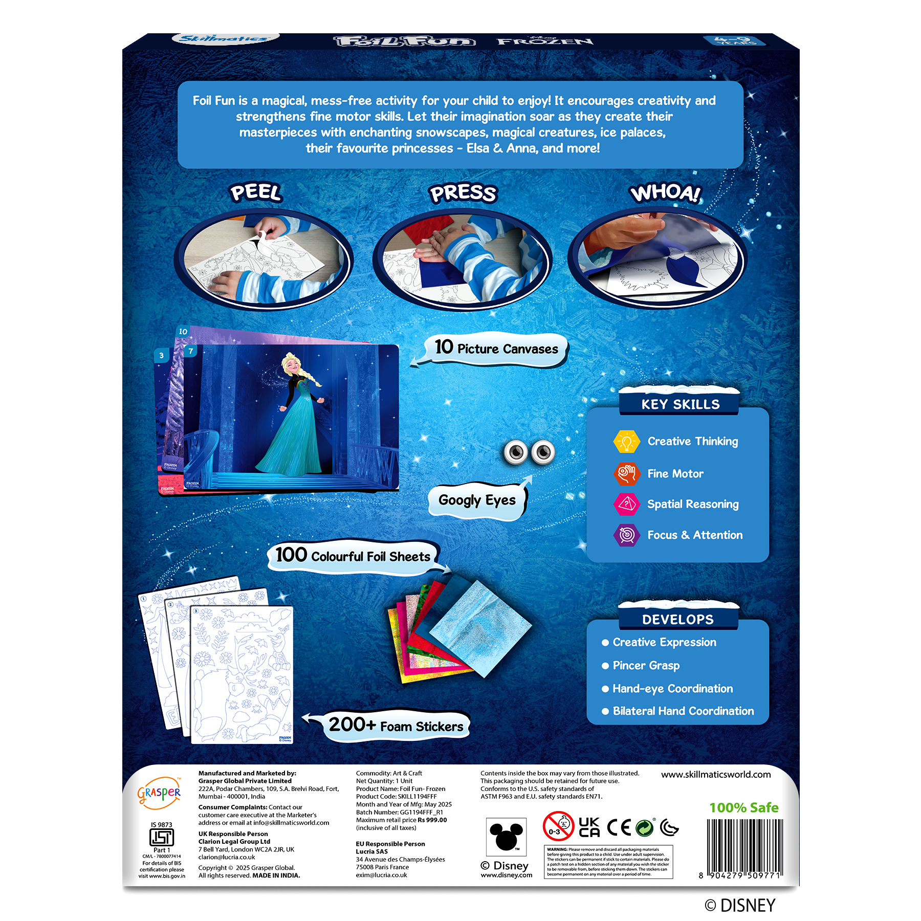 Skillmatics Foil Fun - Disney Frozen, Mess-Free Art for Kids, Craft Kits & Supplies, DIY Creative Activity, Travel Toys, Gifts for Fans of Elsa, Anna, Olaff, Girls, Boys, Ages 4, 5, 6, 7, 8, 9