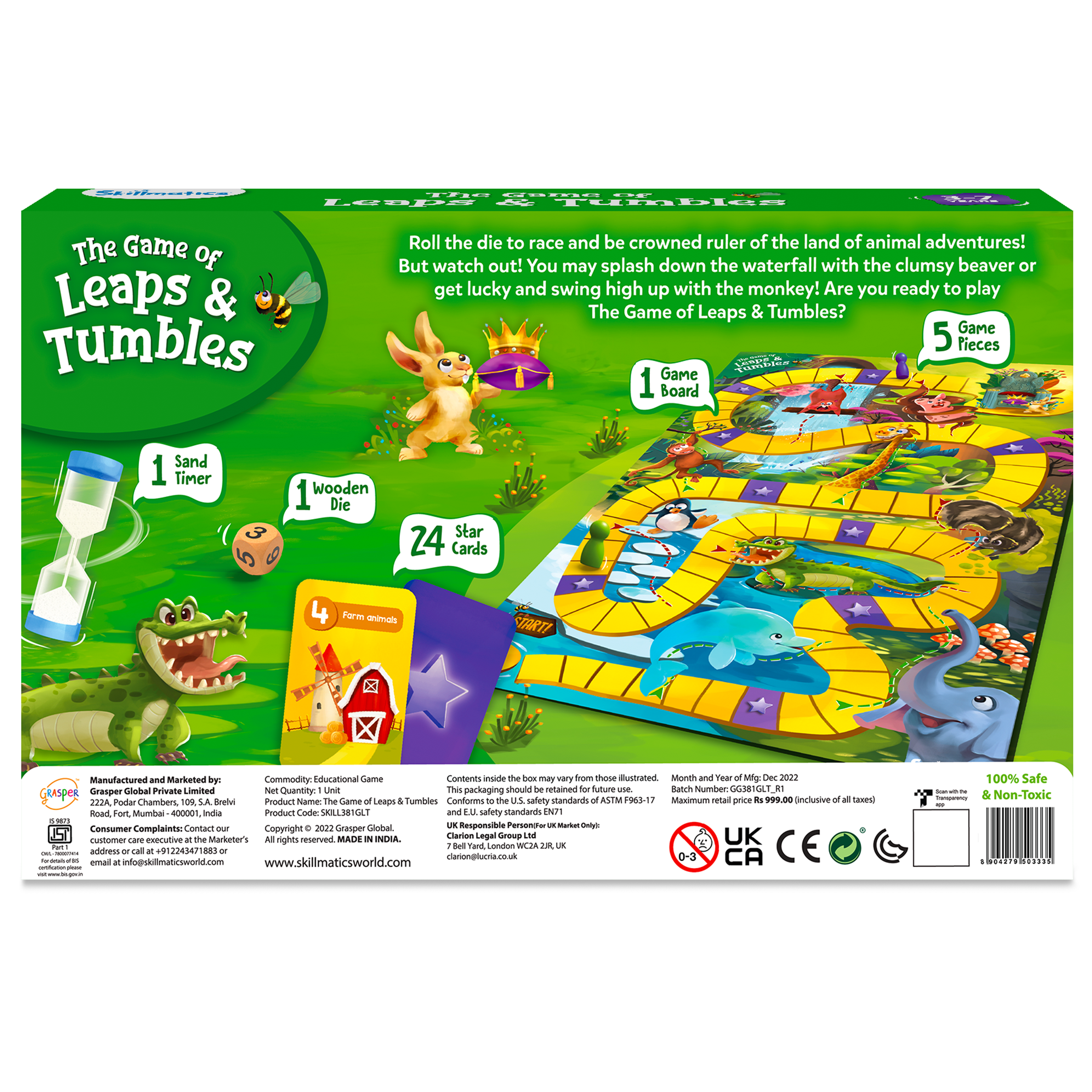 Skillmatics Board Game - Leaps & Tumbles, Race Through The Land of Animal Adventures, Classic Game with a Twist for Ages 3 to 7