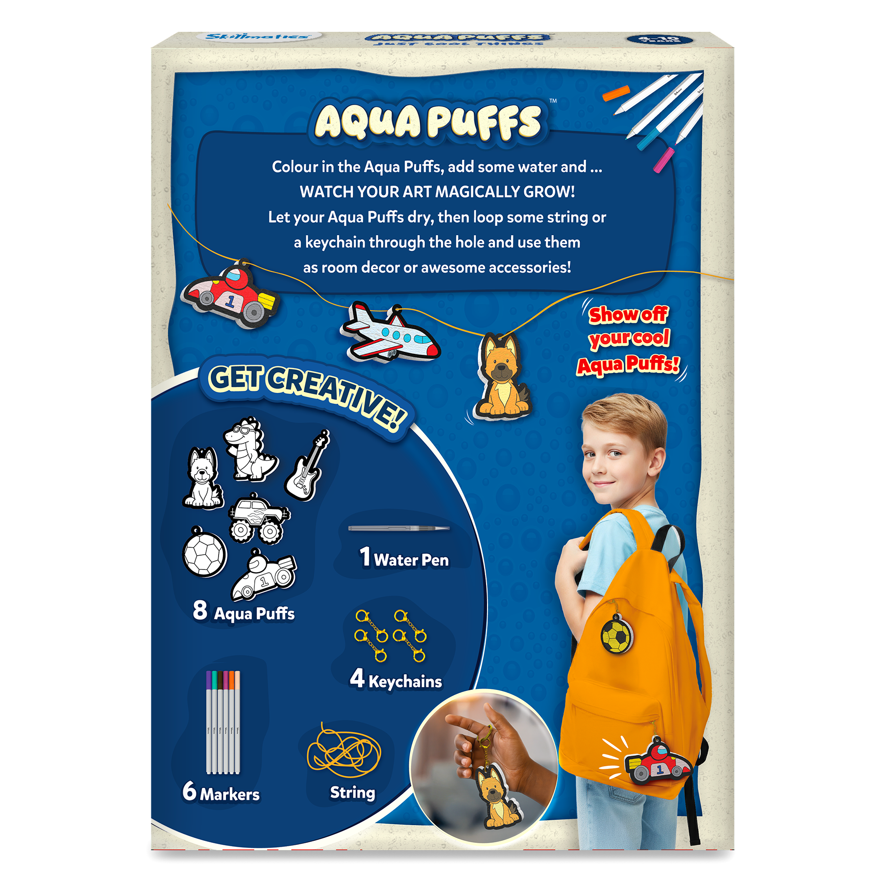 Skillmatics 3D Art Kit – Aqua Puffs Just Cool Things, Mess-Free Painting Craft for Kids, DIY Colour & Inflate Activity, Travel Toys & Creative Gifts for Boys & Girls Ages 4, 5, 6, 7, 8, 9, 10