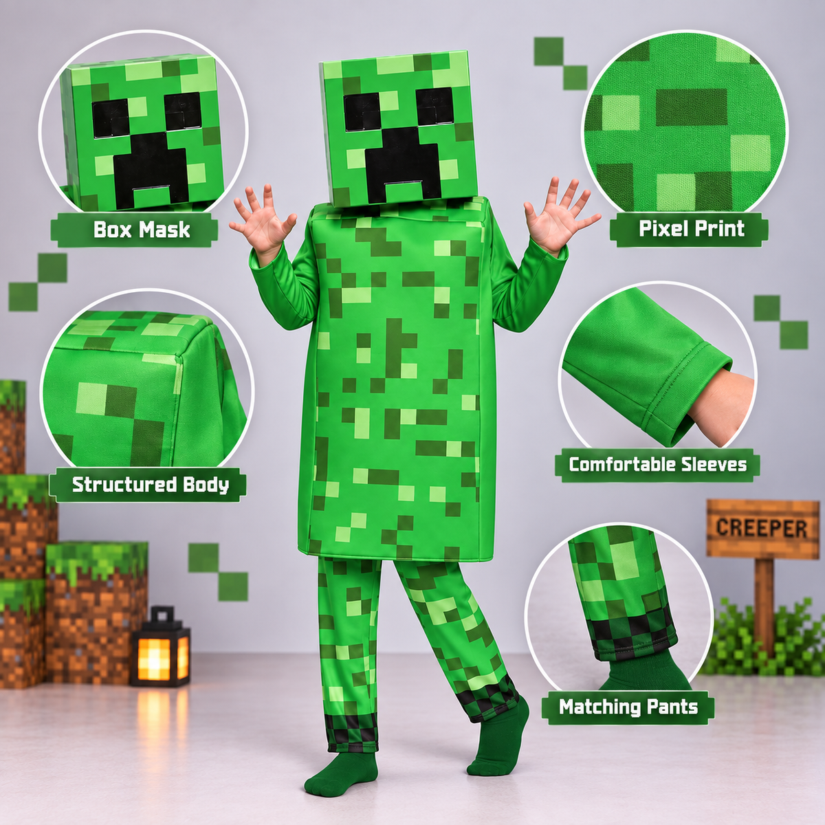 Pixel Creeper Halloween Costume - image 10