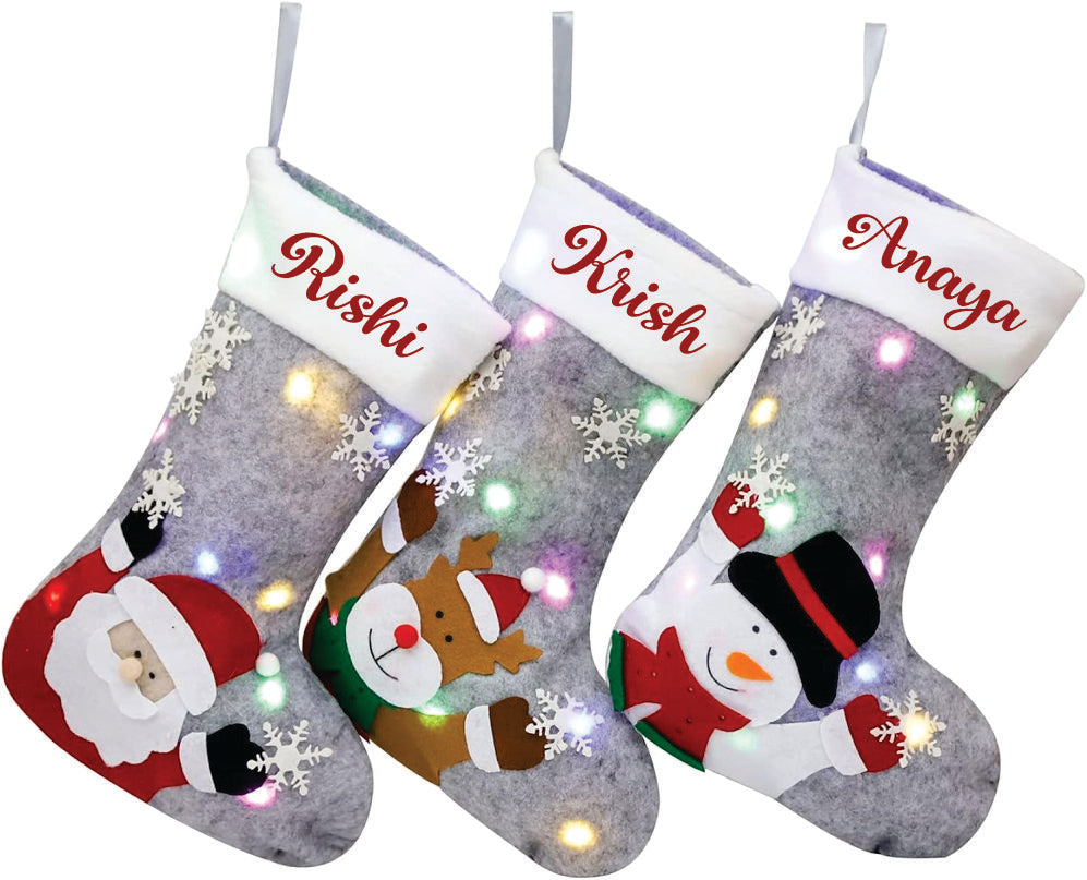 Babble Wrap Twinkling Lights Stockings- Santa