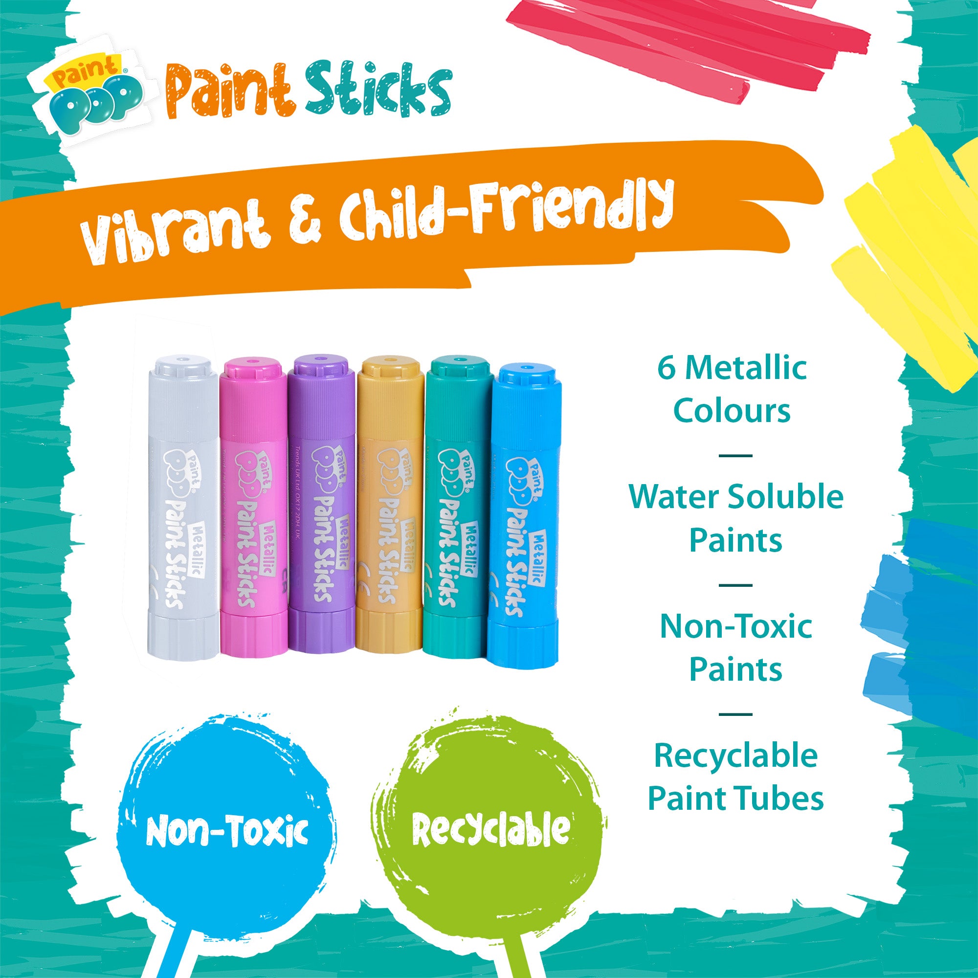 Paint Pop Metallic 6 Pack Quick Dry Paint Sticks