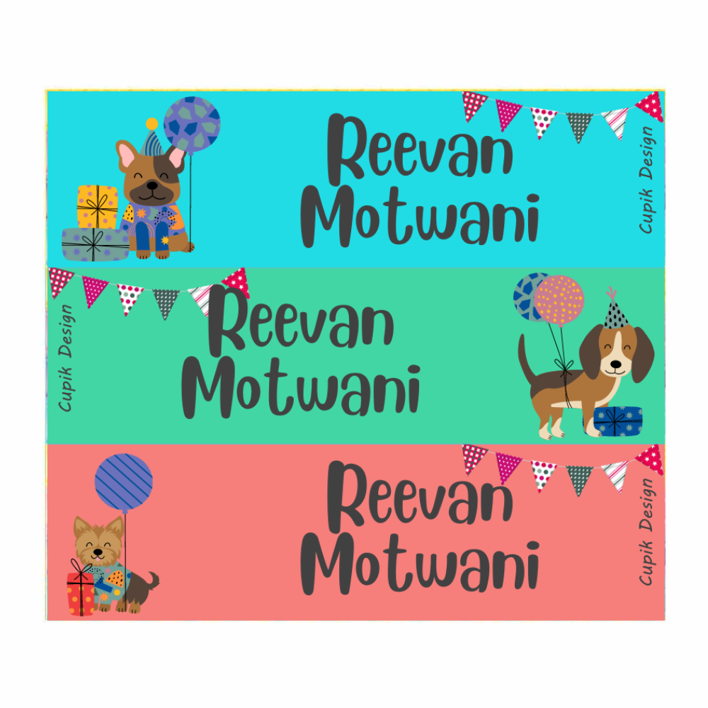 Pawty Time Name Stickers