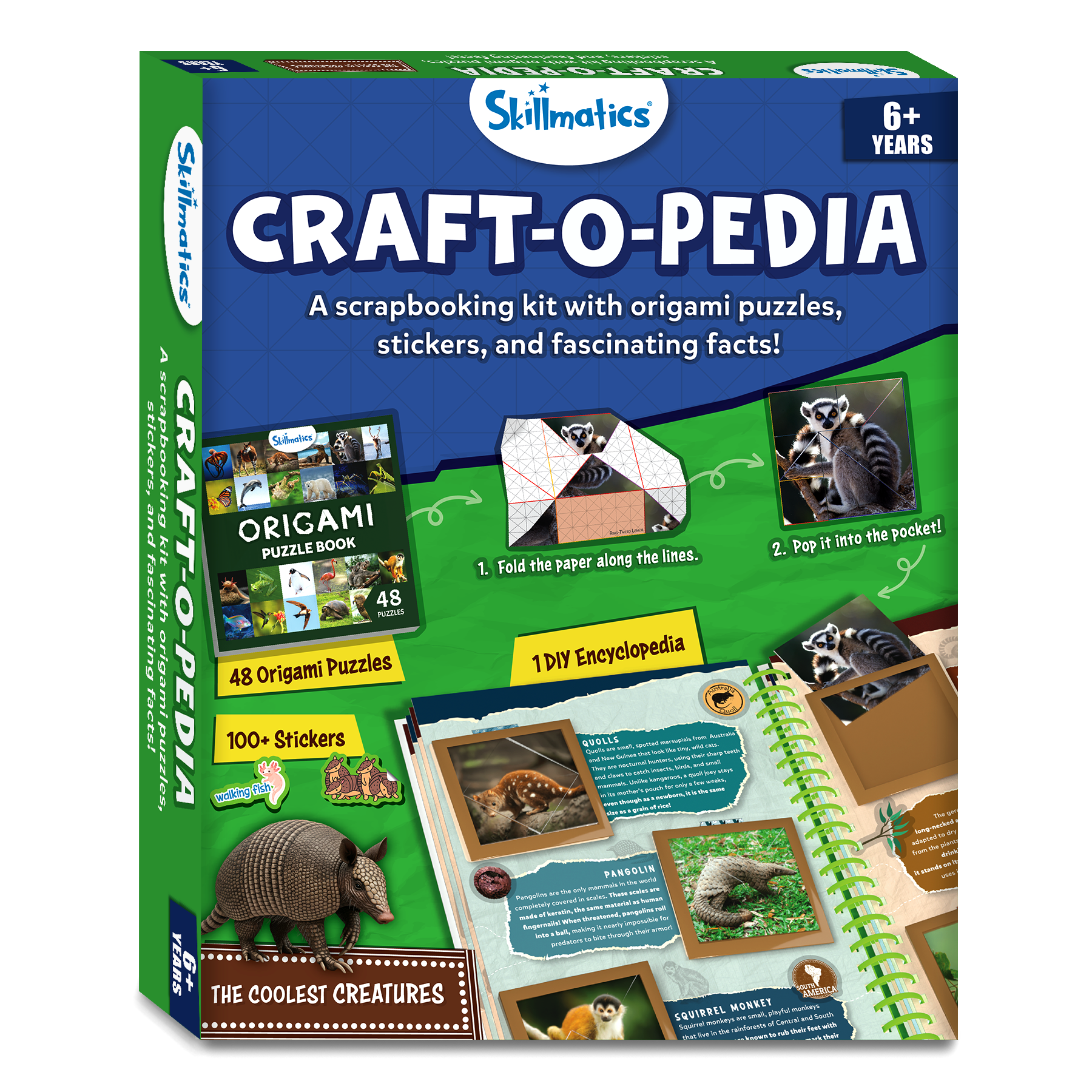 Skillmatics Origami Puzzle Book & Encyclopedia Scrapbook - DIY Craft & Activity Kit, Educational Toy with 48 Animal Puzzles, Fun Learning for Kids Ages 6, 7, 8, 9, 10 & Up
