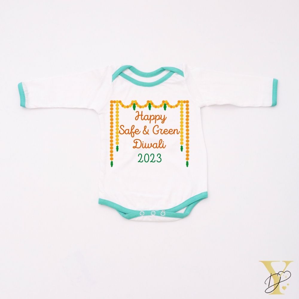 Green Diwali Personalised Bodysuit - Full Sleeves (Green Love)