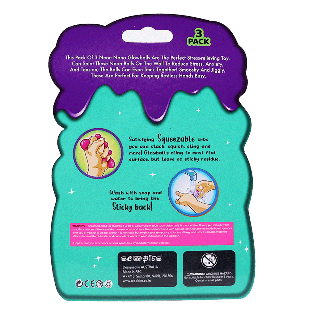 Scoobies Nano Glow Balls – Mini Glow-in-the-Dark Sensory Balls | Soft, Stretchy & Washable | Portable Fidget Toy | Safe for Kids 3+