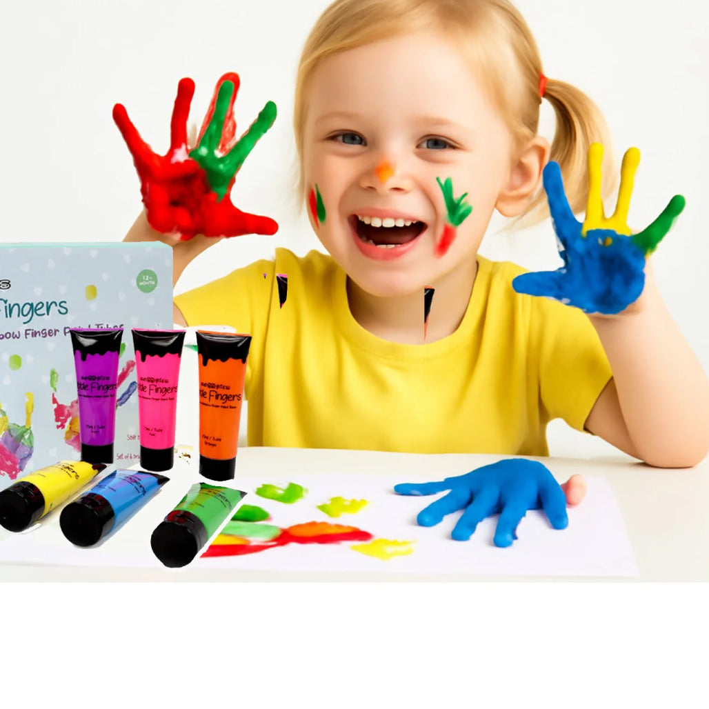 Little Fingers Flouro Rainbow Finger Paint Tubes(Set Of 6)